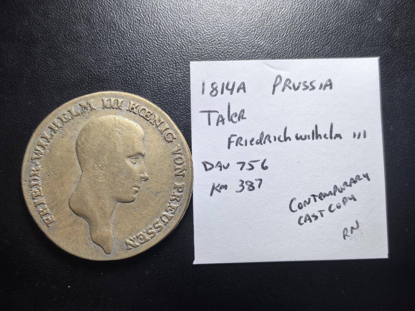 南宋泉阁俄币 外币 国币 专场第六期 老仿 普鲁士 1814年 弗雷德里希·威廉二世1泰勒大银币仿品 有一定年份