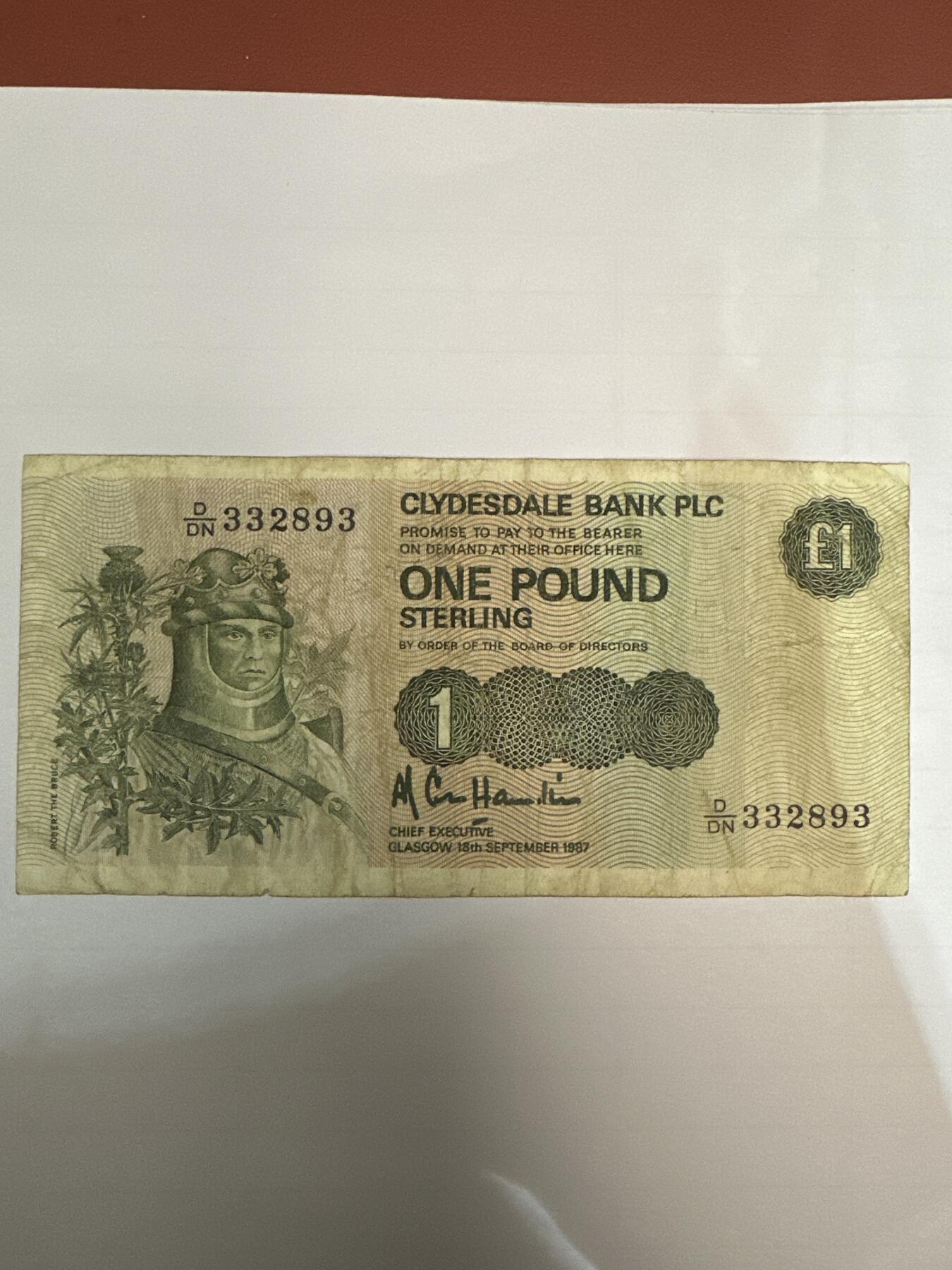 第二弹 纸币专场 1987年苏格兰克莱德兹戴尔银行1英镑