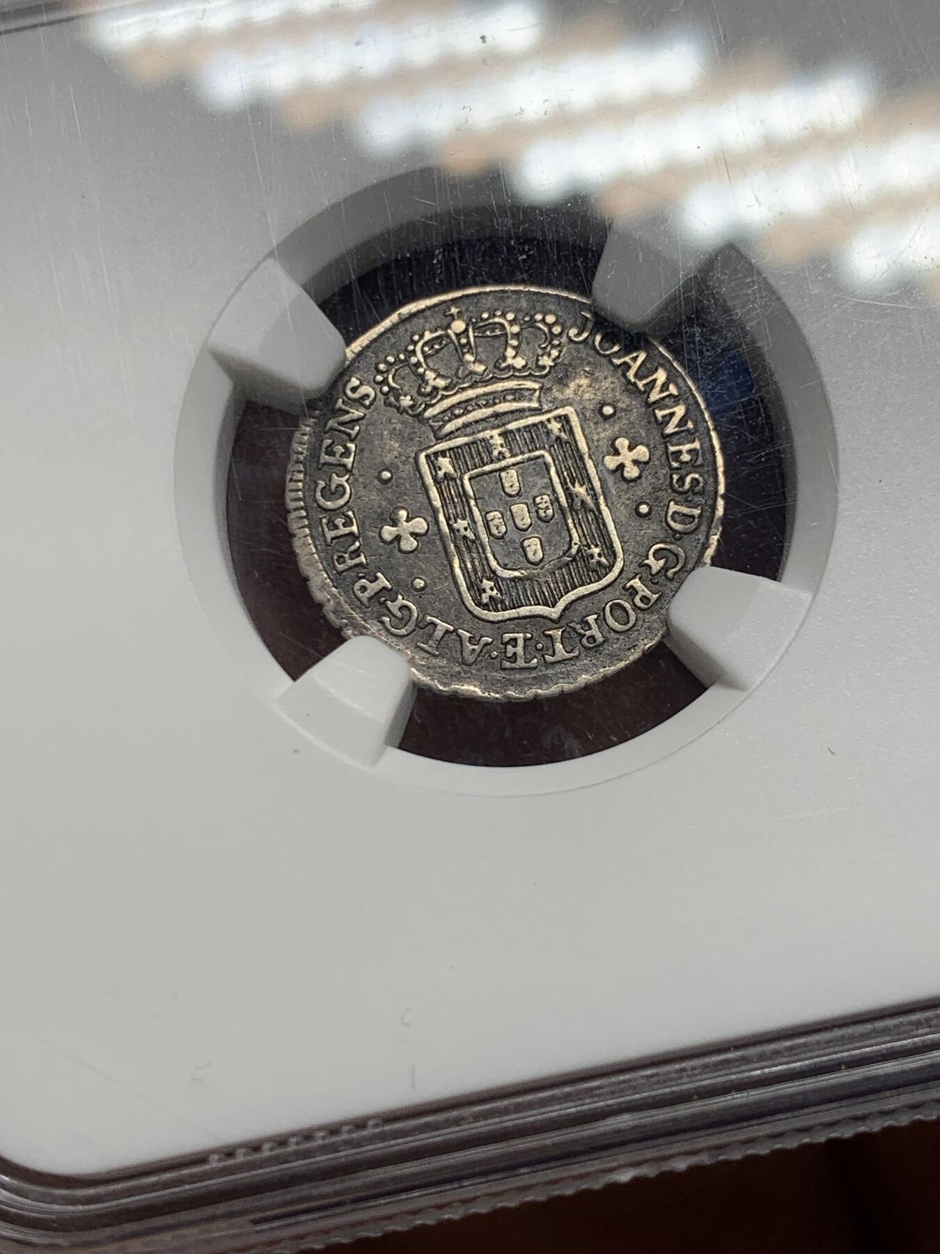 《竞宝斋》第360场 周日，周一  2场连拍 （全场包邮） NGC VF35 葡萄牙1750-1777年40里斯银币 非常少见，亚军分，国王是若泽一世在世的时候，这种辅币能找到这么好品，并且打制这么清楚的，实属少见。