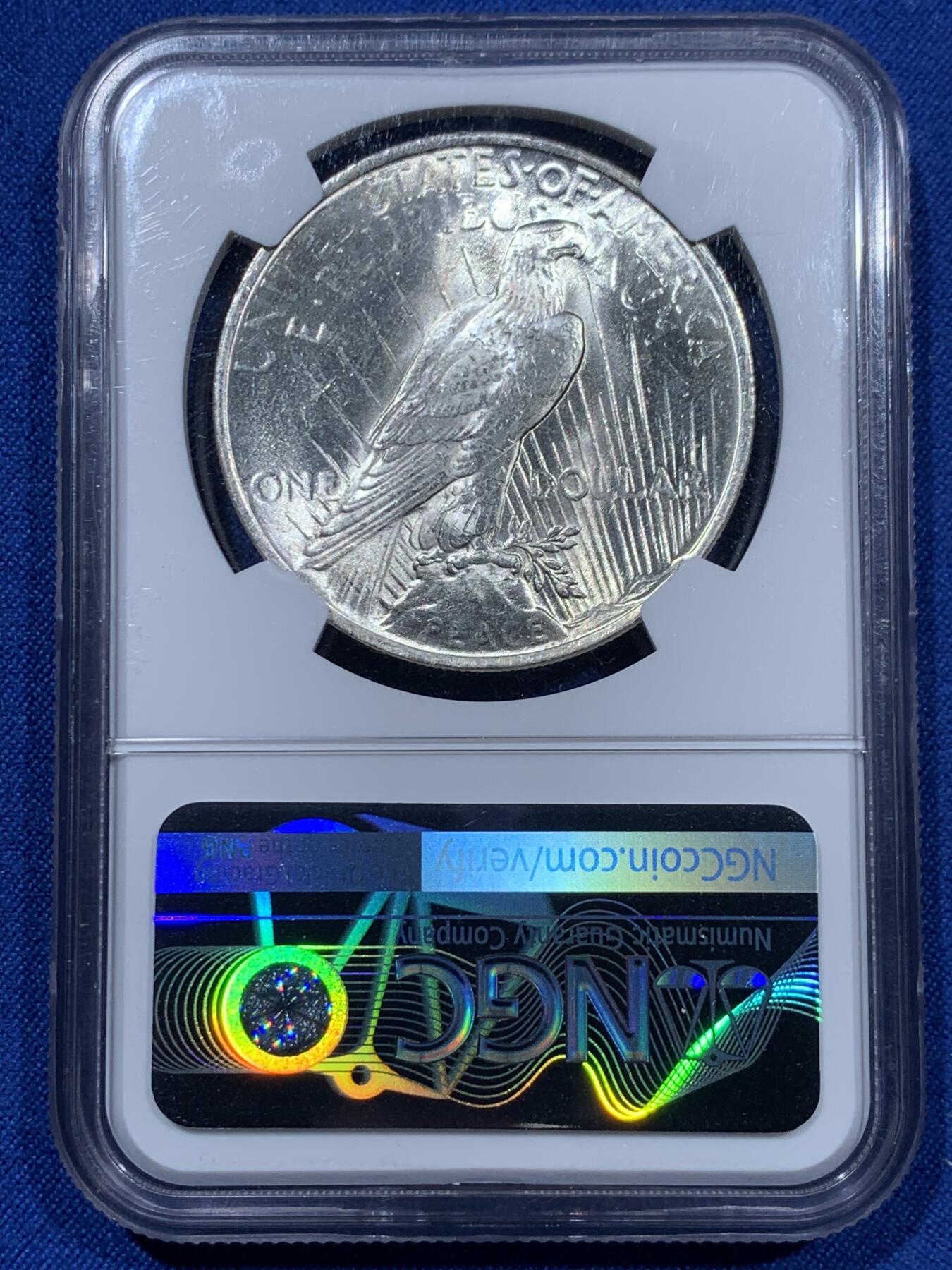 《竞宝斋》第360场 周日，周一  2场连拍 （全场包邮） NGC MS64 美国1923年和平银币一元