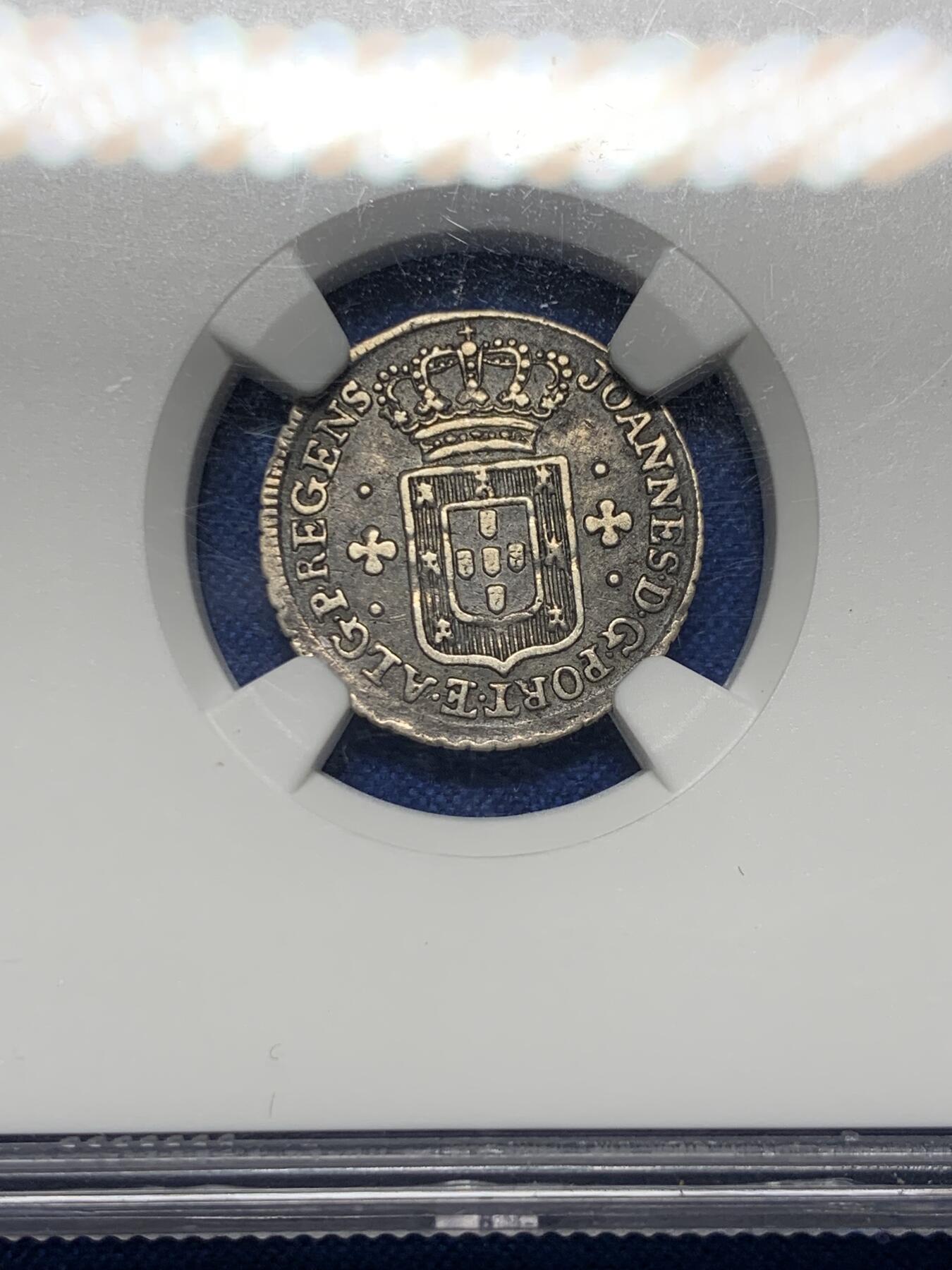 《竞宝斋》第360场 周日，周一  2场连拍 （全场包邮） NGC VF35 葡萄牙1750-1777年40里斯银币 非常少见，亚军分，国王是若泽一世在世的时候，这种辅币能找到这么好品，并且打制这么清楚的，实属少见。