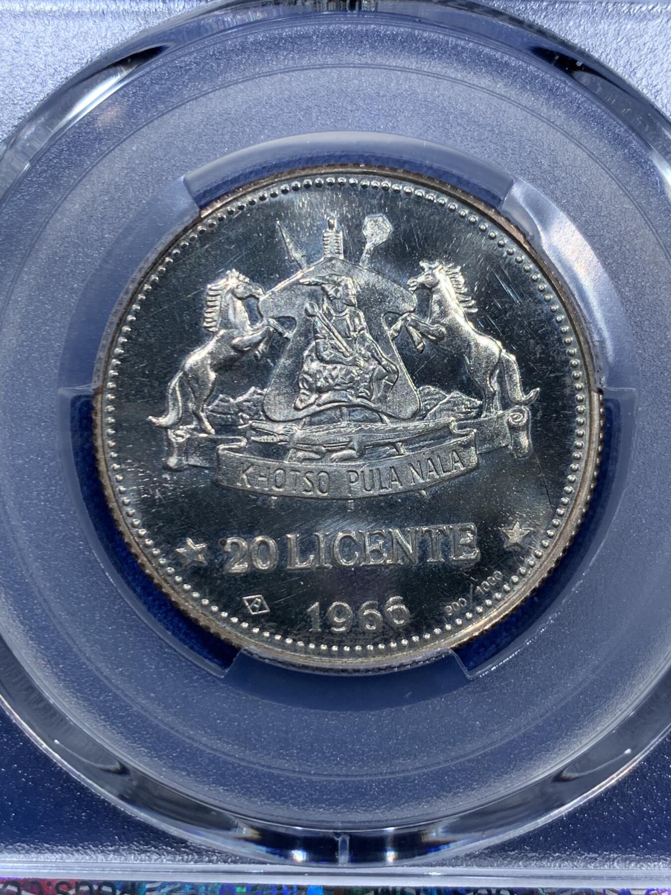 《竞宝斋》第360场 周日，周一  2场连拍 （全场包邮） 四枚一组 PCGS PR63-66CAM 莱索托1966年国家独立5/10/20/50分纪念银币 大小面值一套 900银的精制版！5/10/20分分别是亚军/冠军/亚军分 少见收藏级！精制版发行量仅5000！