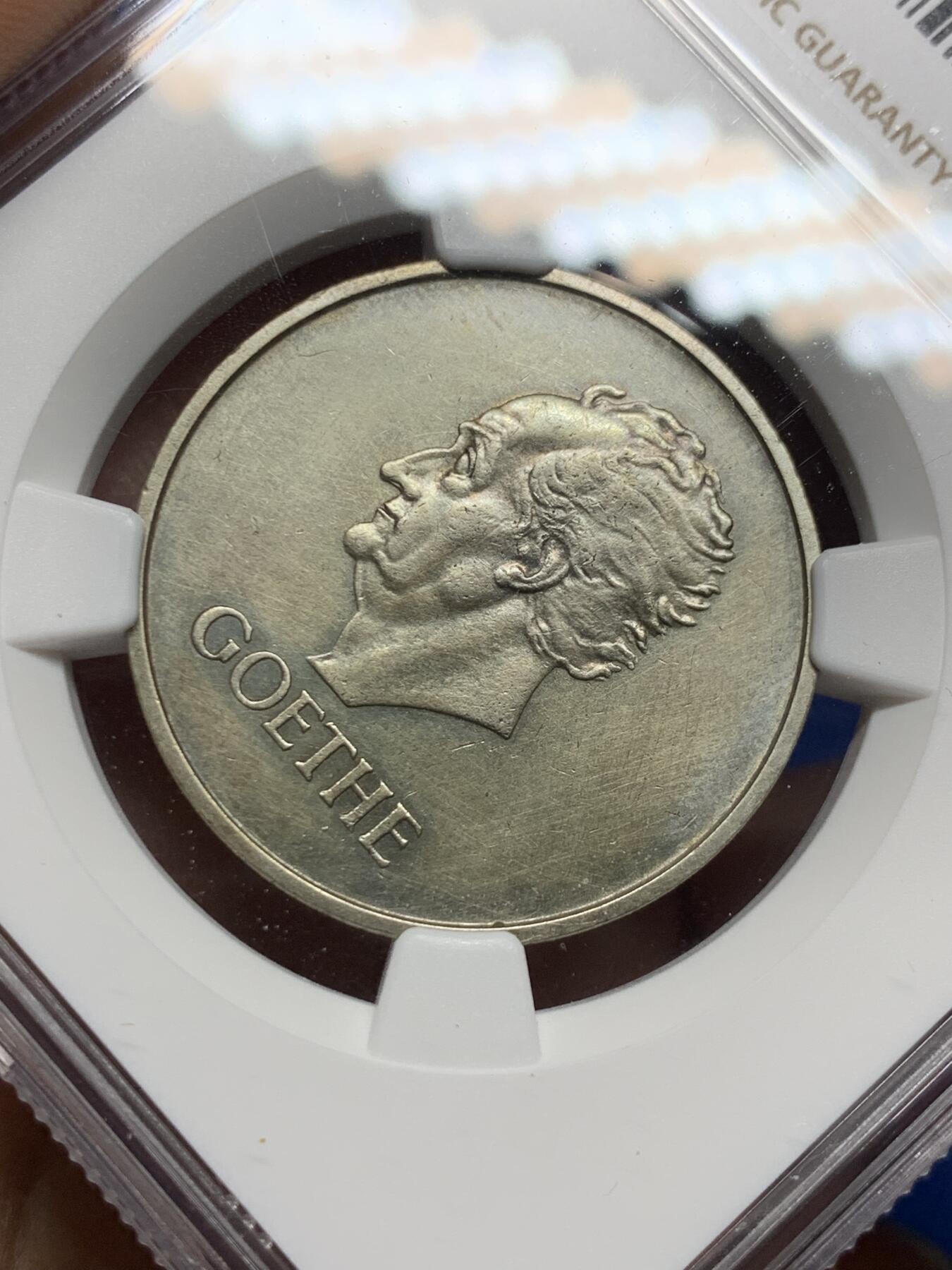 《竞宝斋》第360场 周日，周一  2场连拍 （全场包邮） NGC UNCD 德国魏玛1932F歌德逝世百年3马克银币