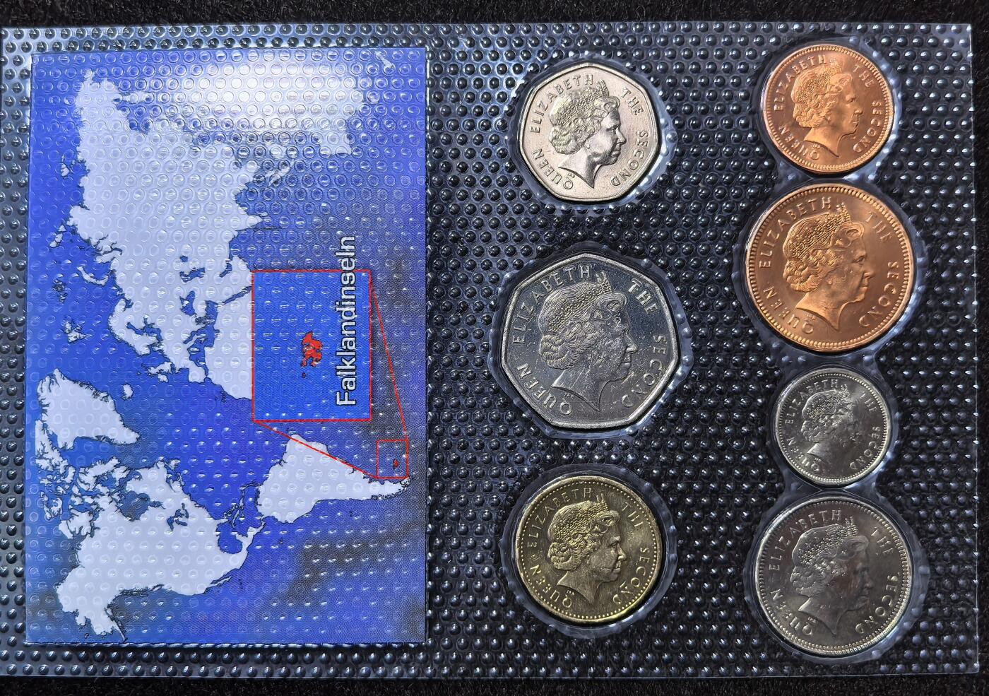 北京马甸外国币专卖第135期，外国币专场，陆续上拍，欢迎关注 2004年版福克兰群岛塑封套装币