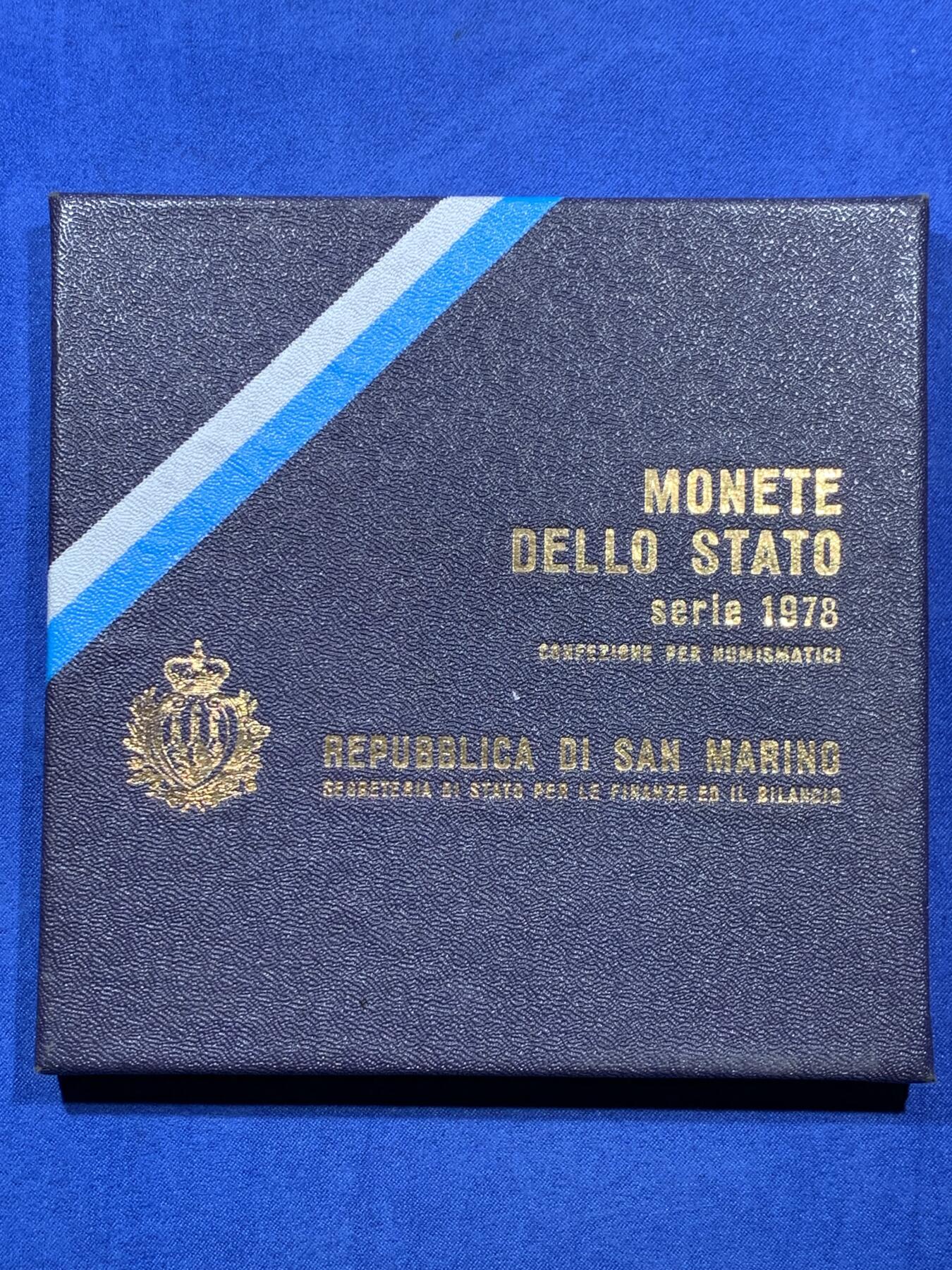 《竞宝斋》第360场 周日，周一  2场连拍 （全场包邮） 原盒证书 圣马力诺1978年9枚封装套币 其中最大一枚是500里拉银币