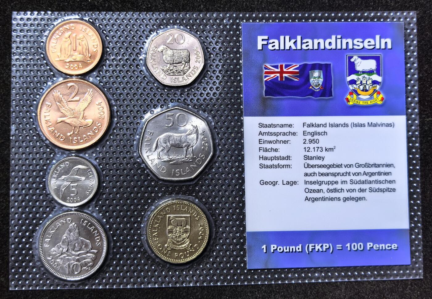 北京马甸外国币专卖第135期，外国币专场，陆续上拍，欢迎关注 2004年版福克兰群岛塑封套装币