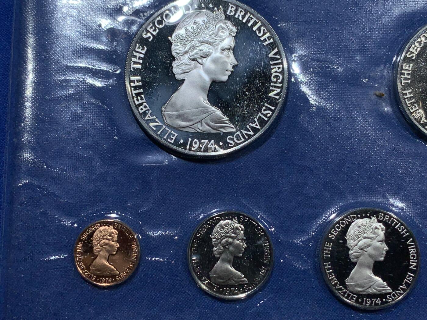 《竞宝斋》第360场 周日，周一  2场连拍 （全场包邮） 英属维京群岛 1974年 鸟类六枚套精制币 其中最大枚的是银币 25.7克925银 盒证全