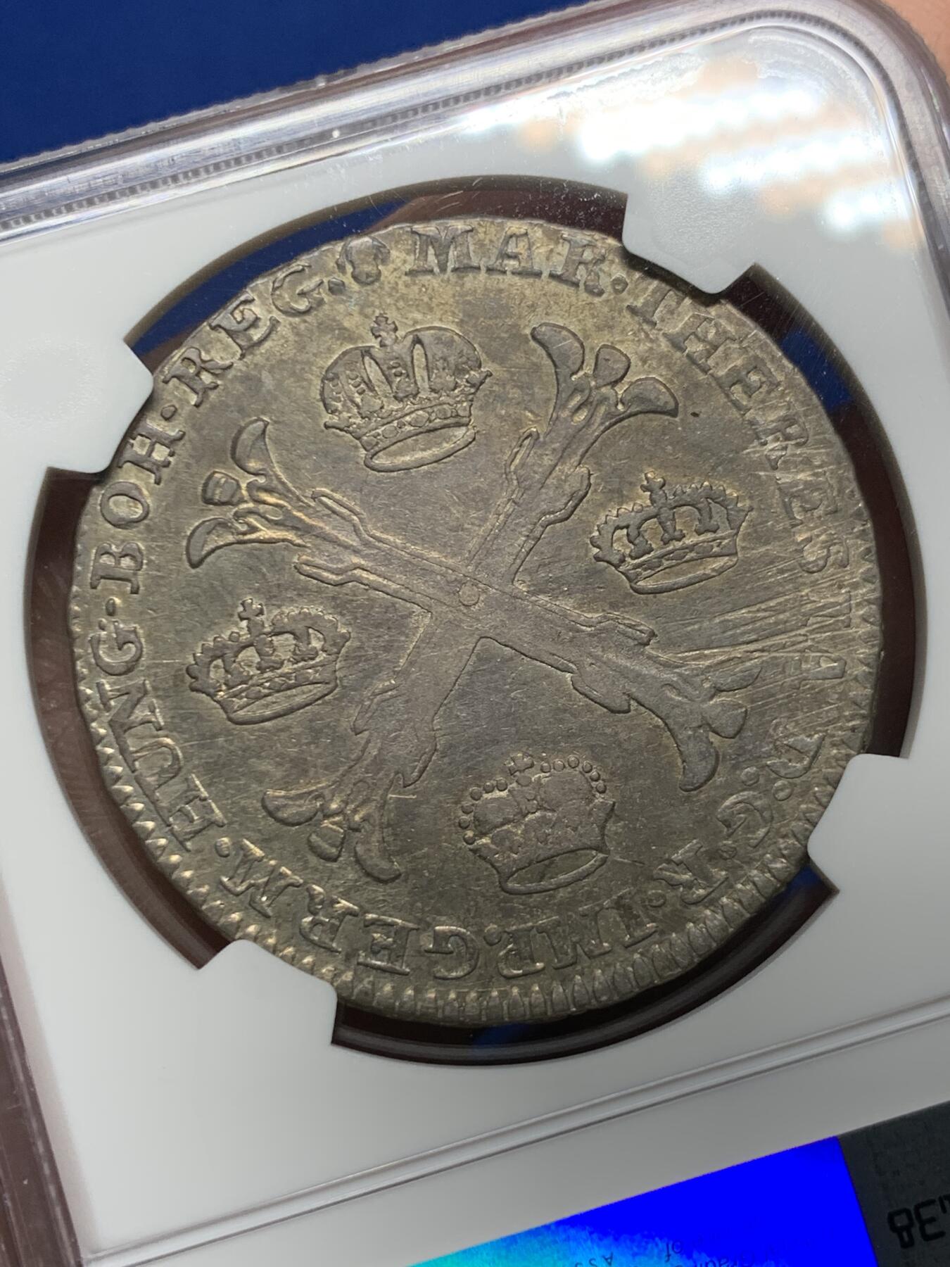 《竞宝斋》第360场 周日，周一  2场连拍 （全场包邮） NGC AU50 奥属尼德兰 1775年 1KT 泰勒型大银币