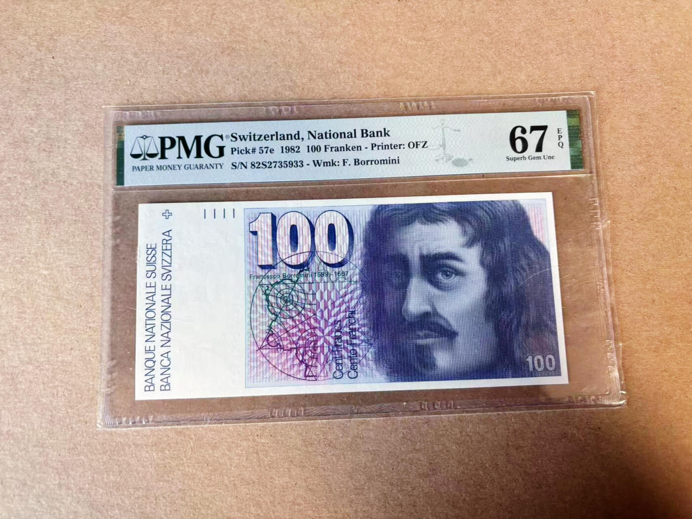 【Blue Auction】✨世界纸币精拍第629期【精】 瑞士 1982年100法郎 PMG67EPQ 高分