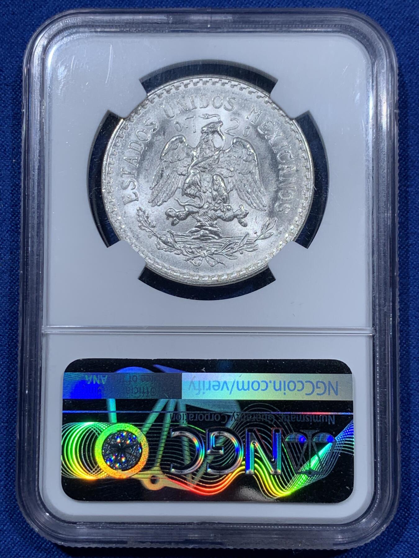 《竞宝斋》第360场 周日，周一  2场连拍 （全场包邮） NGC MS66 墨西哥1944M小鹰洋1比索银币