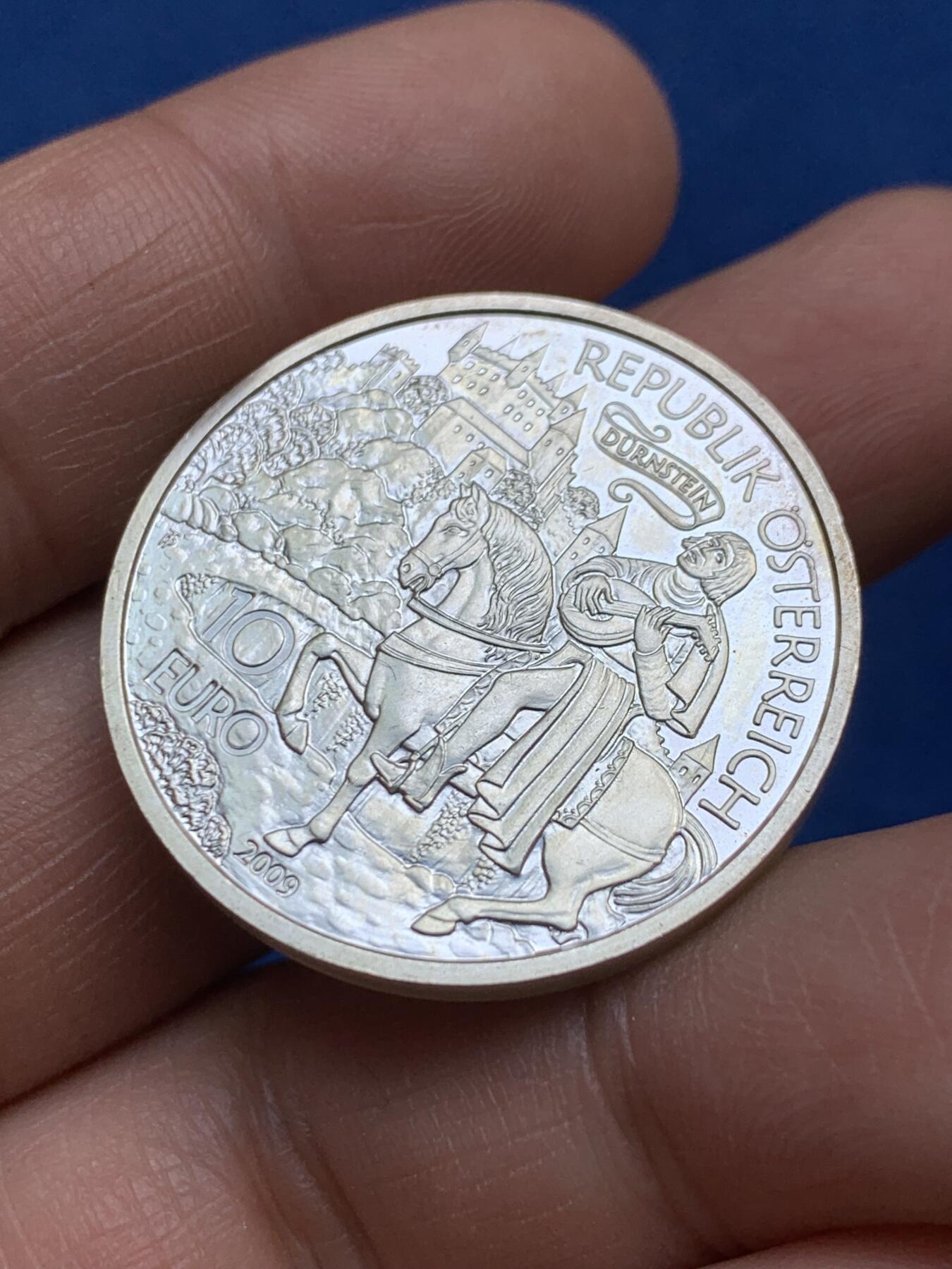 《竞宝斋》第360场 周日，周一  2场连拍 （全场包邮） 奥地利2009年狮心王理查德10欧元银币 17.3克 925银