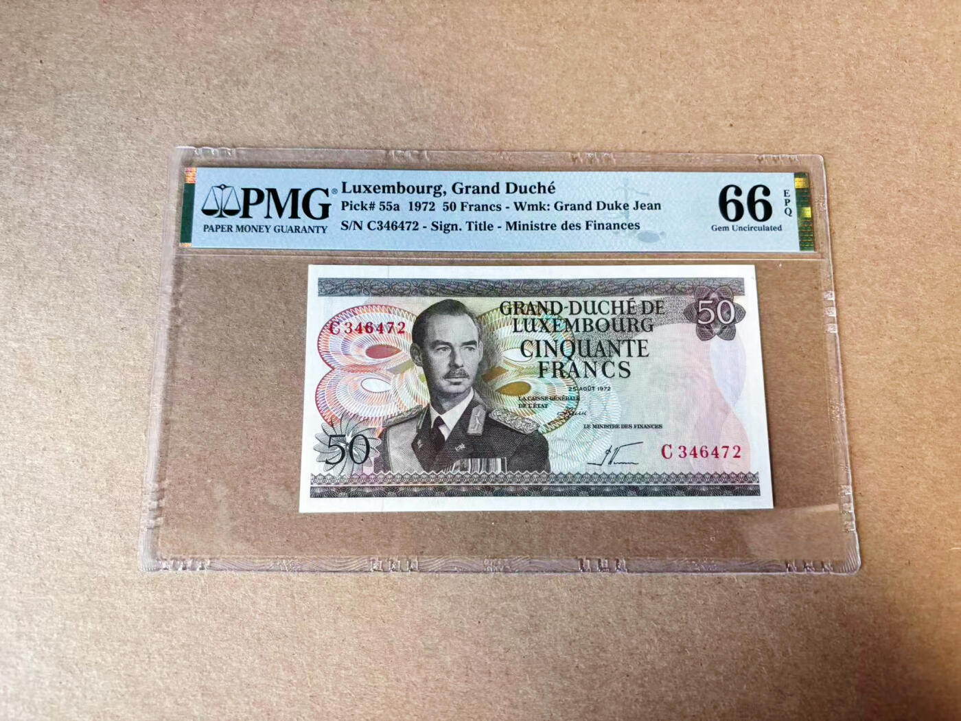 【Blue Auction】✨世界纸币精拍第629期【精】 卢森堡 1972年50法郎 PMG66EPQ 