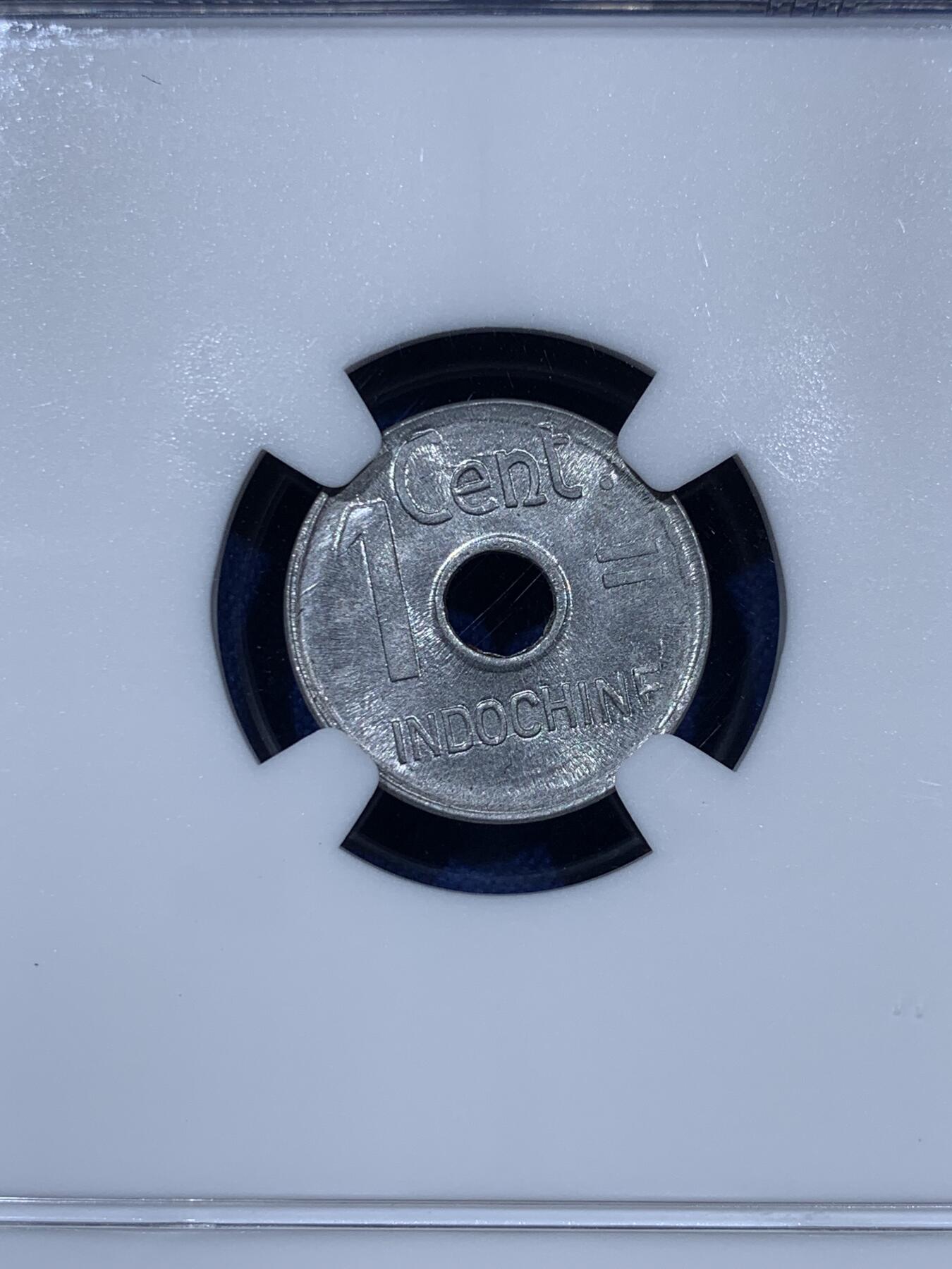 《竞宝斋》第360场 周日，周一  2场连拍 （全场包邮） NGC MS65 法属印支1943年1分铝币