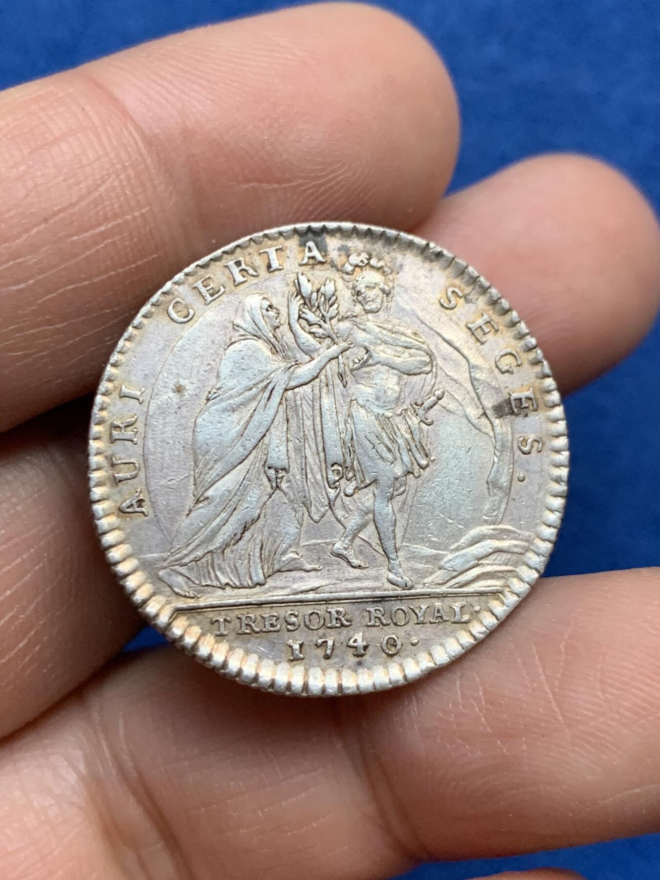 《竞宝斋》第360场 周日，周一  2场连拍 （全场包邮） 法国1740路易十五银质代币 早期古典