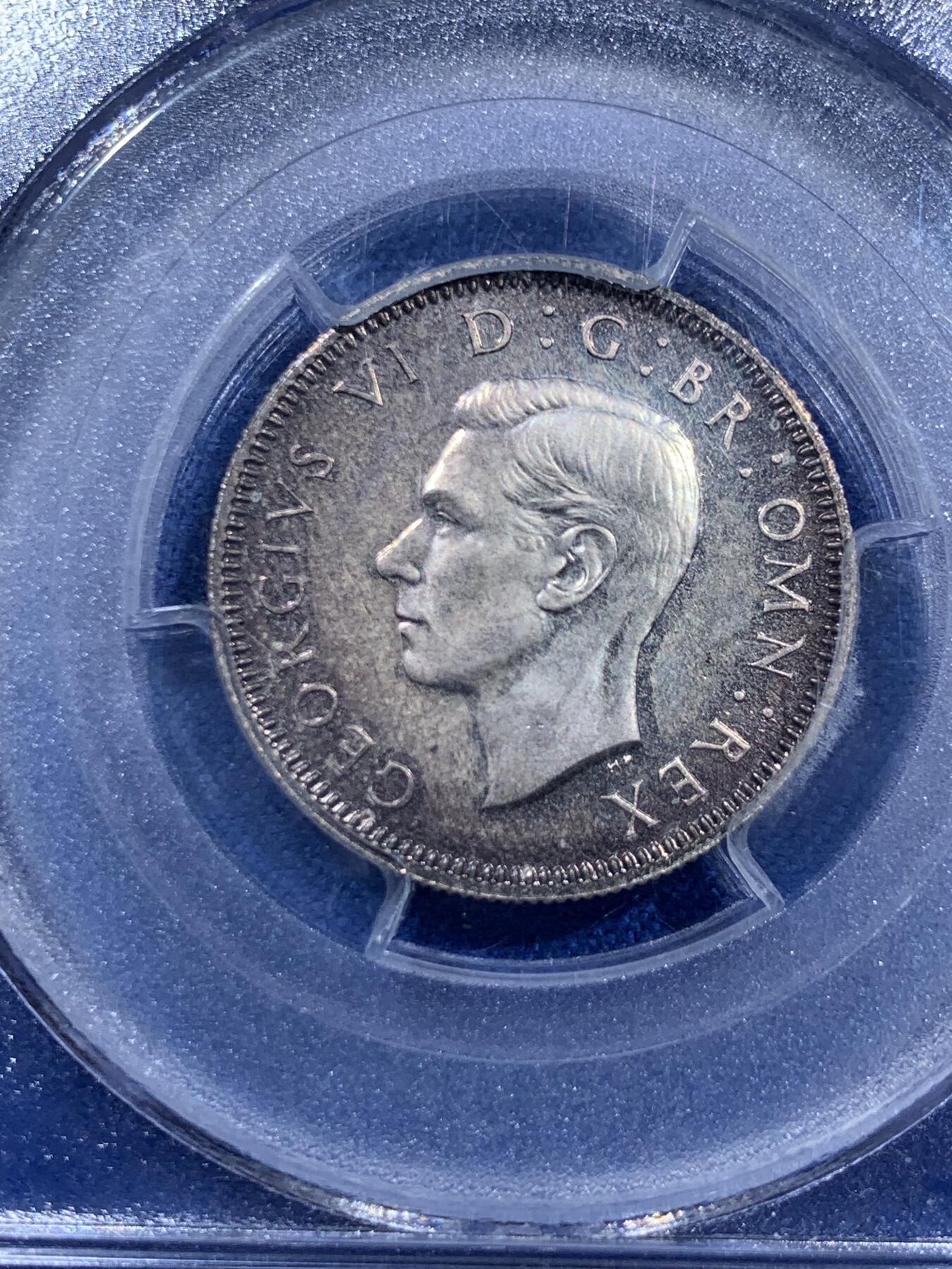 《竞宝斋》第360场 周日，周一  2场连拍 （全场包邮） PCGS PR64 英国 1937年 乔治六世 精制1先令 银币