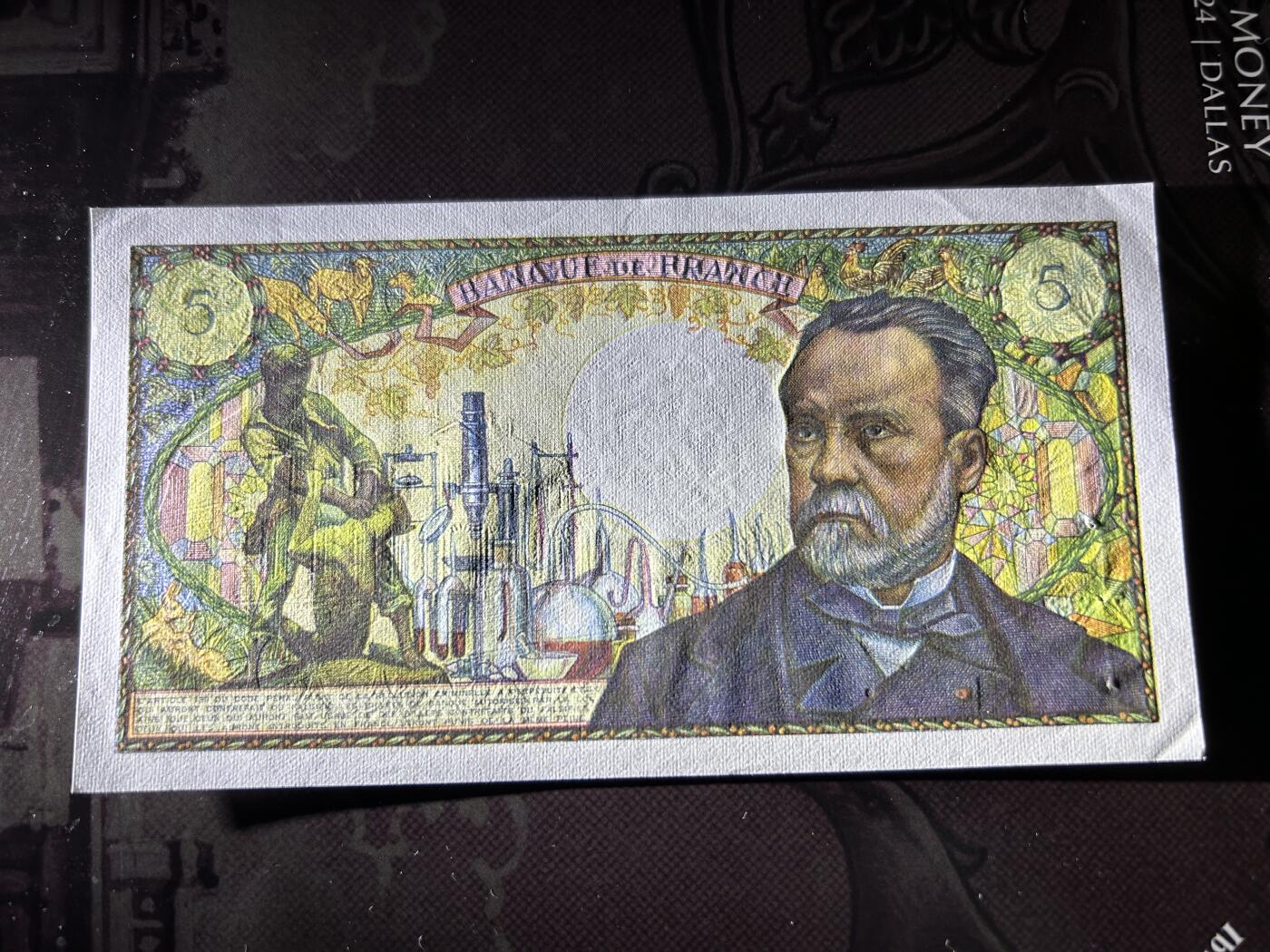 收藏联盟Quantum Auction 第411期拍卖 @征集拍品 长期供货可享分佣福利  法国纸币两张 流通品相见图 69年5法郎品相Au+
