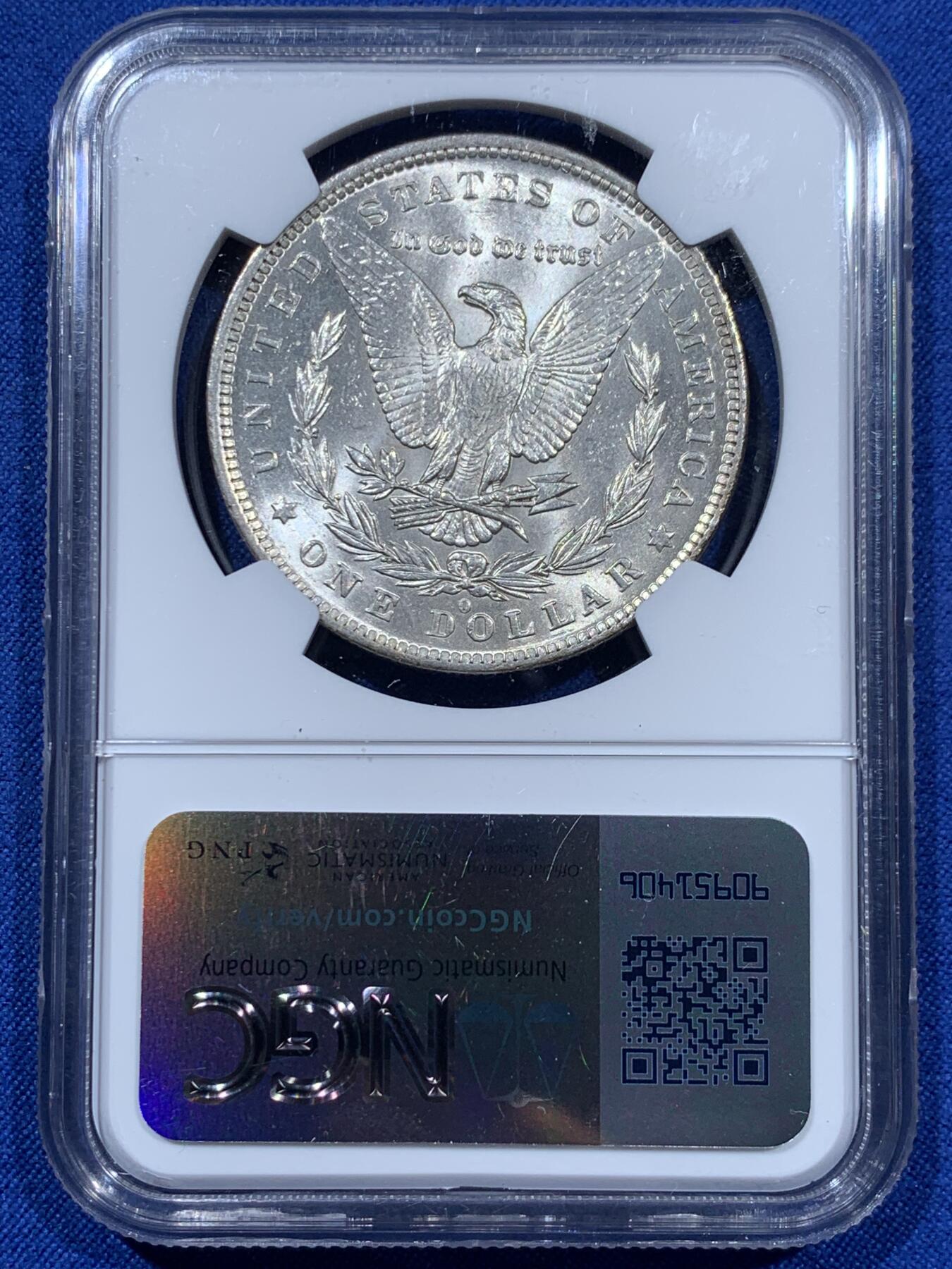 《竞宝斋》第360场 周日，周一  2场连拍 （全场包邮） NGC MS63 美国1884年O版摩根1美元银币  N标签年份标错