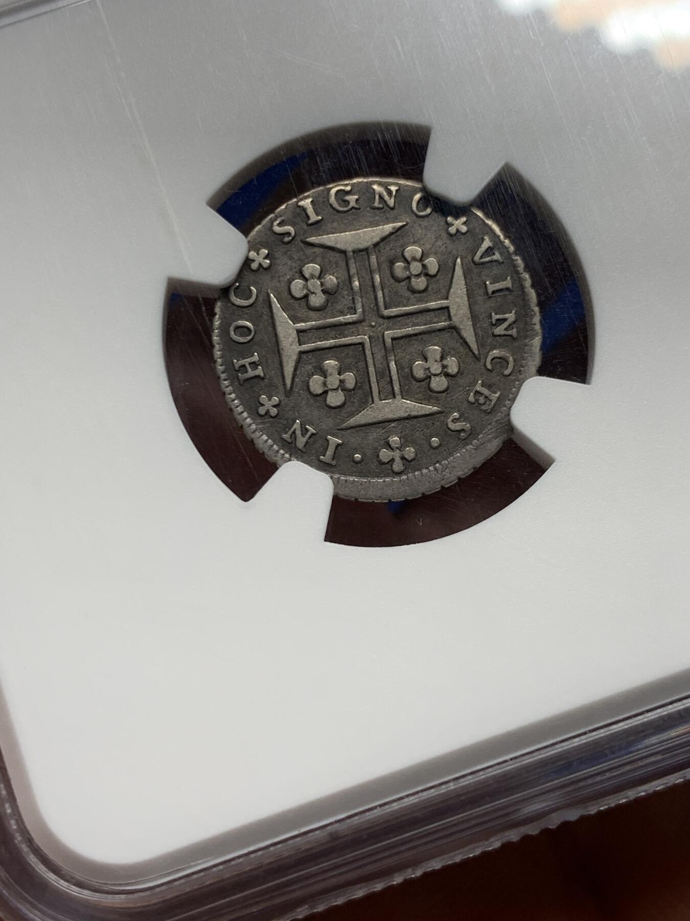 《竞宝斋》第360场 周日，周一  2场连拍 （全场包邮） NGC VF35 葡萄牙1750-1777年40里斯银币 非常少见，亚军分，国王是若泽一世在世的时候，这种辅币能找到这么好品，并且打制这么清楚的，实属少见。