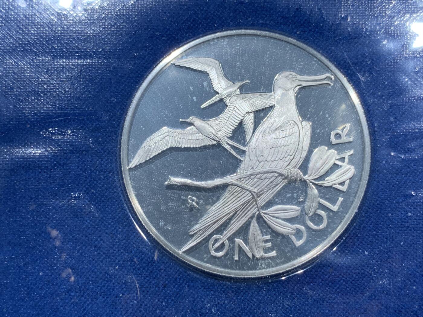 《竞宝斋》第360场 周日，周一  2场连拍 （全场包邮） 英属维京群岛 1974年 鸟类六枚套精制币 其中最大枚的是银币 25.7克925银 盒证全