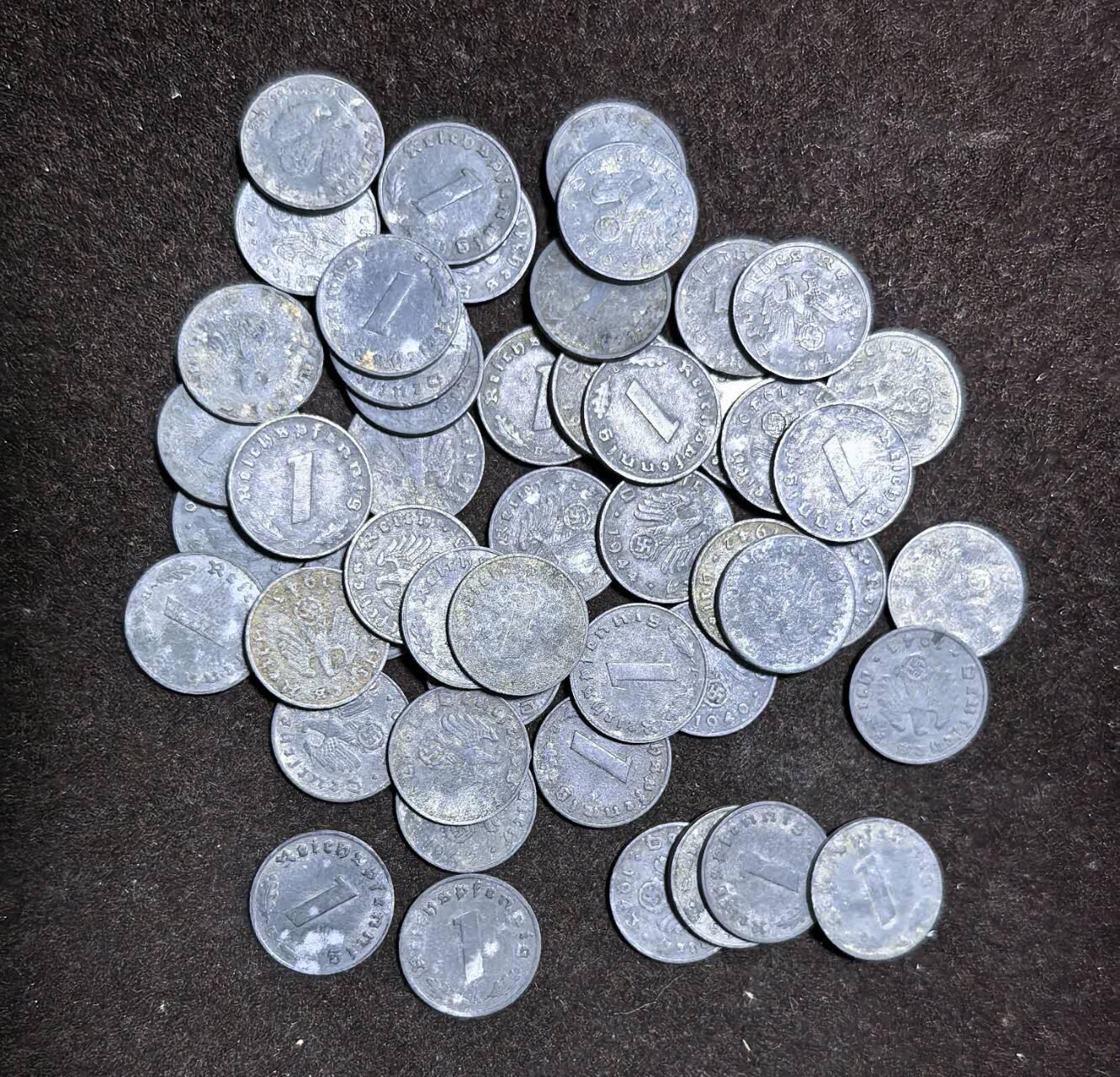 北京马甸外国币专卖第135期，外国币专场，陆续上拍，欢迎关注 德国帝国铅锌1芬尼50枚（带W字）