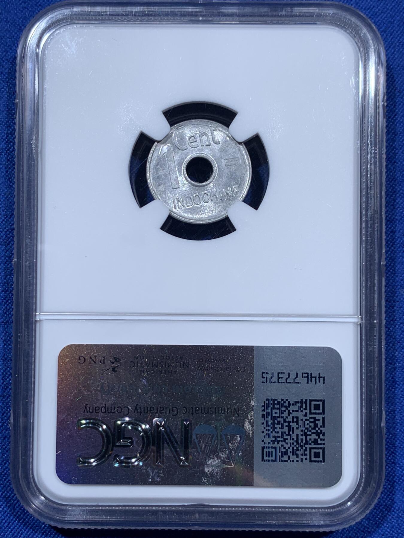 《竞宝斋》第360场 周日，周一  2场连拍 （全场包邮） NGC MS65 法属印支1943年1分铝币