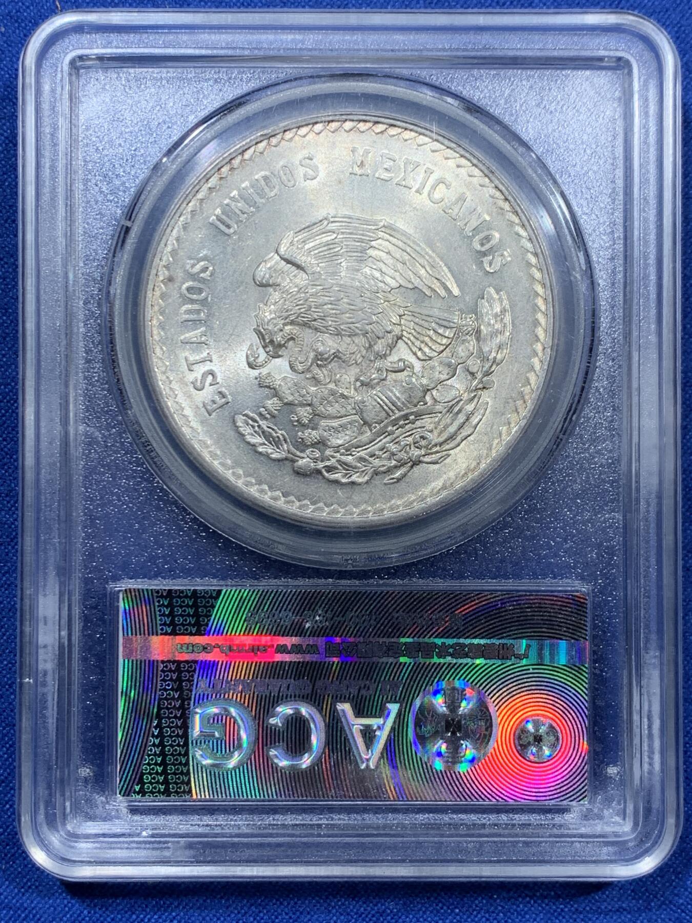 《竞宝斋》第360场 周日，周一  2场连拍 （全场包邮） 爱藏 MS61 墨西哥1947年印第安酋长大银币，900高银，转光闪闪，1947年铸造量仅为1948年份的五分之一。