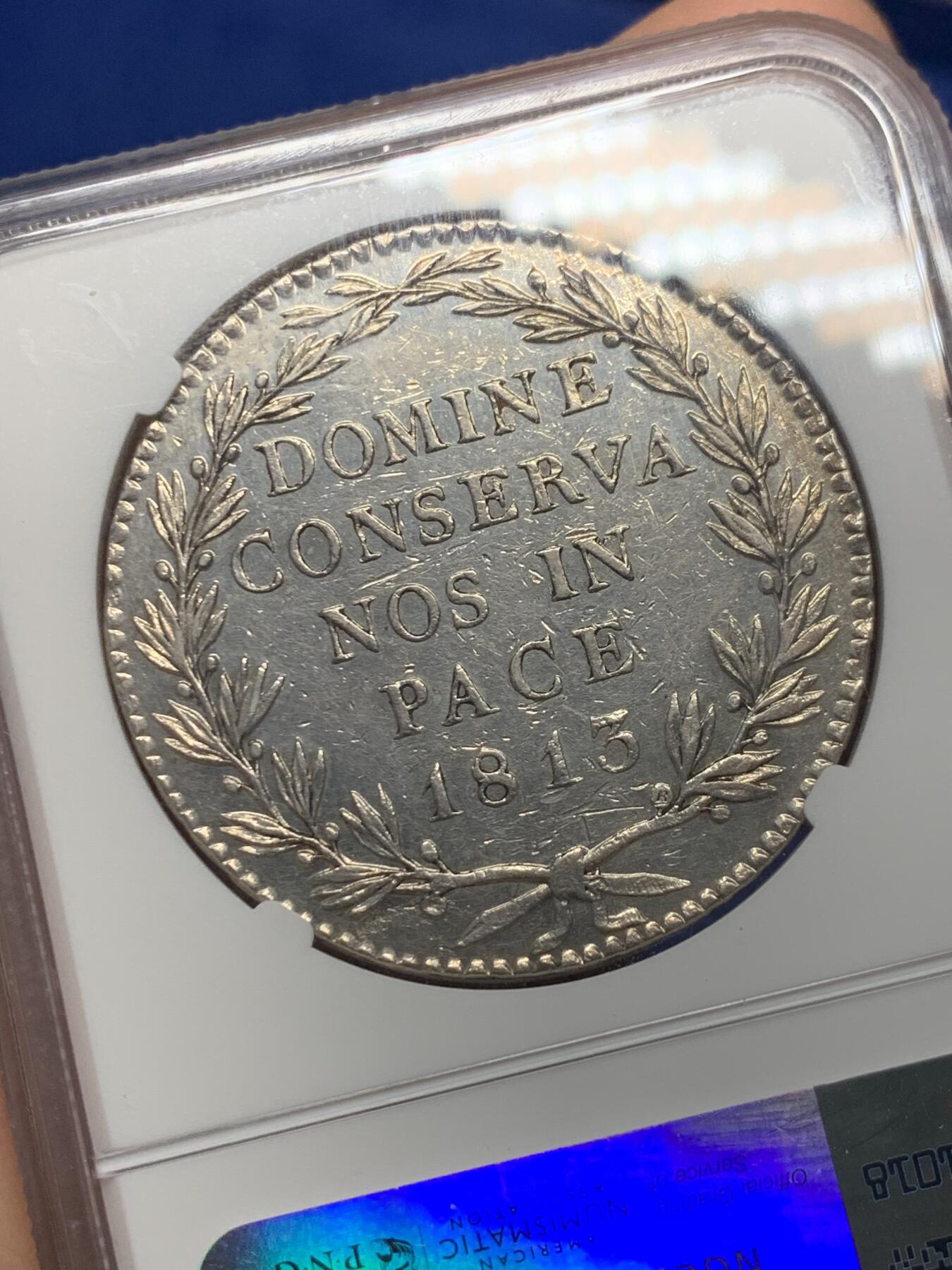 《竞宝斋》第360场 周日，周一  2场连拍 （全场包邮） NGC UNC 瑞士 1813年 苏黎世 40巴增 大银币