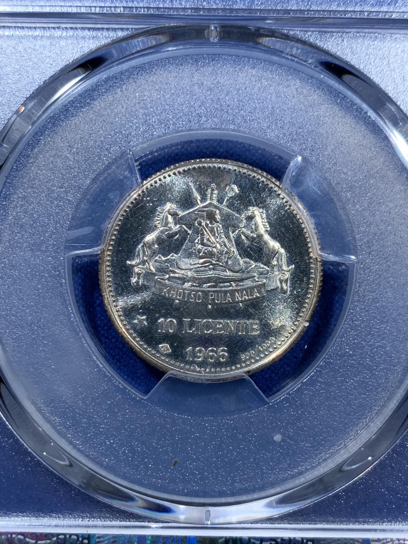 《竞宝斋》第360场 周日，周一  2场连拍 （全场包邮） 四枚一组 PCGS PR63-66CAM 莱索托1966年国家独立5/10/20/50分纪念银币 大小面值一套 900银的精制版！5/10/20分分别是亚军/冠军/亚军分 少见收藏级！精制版发行量仅5000！