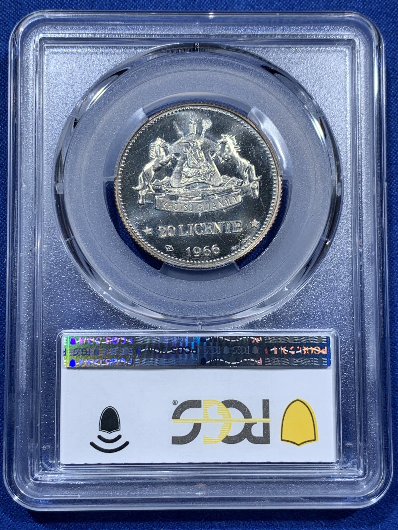 《竞宝斋》第360场 周日，周一  2场连拍 （全场包邮） 四枚一组 PCGS PR63-66CAM 莱索托1966年国家独立5/10/20/50分纪念银币 大小面值一套 900银的精制版！5/10/20分分别是亚军/冠军/亚军分 少见收藏级！精制版发行量仅5000！