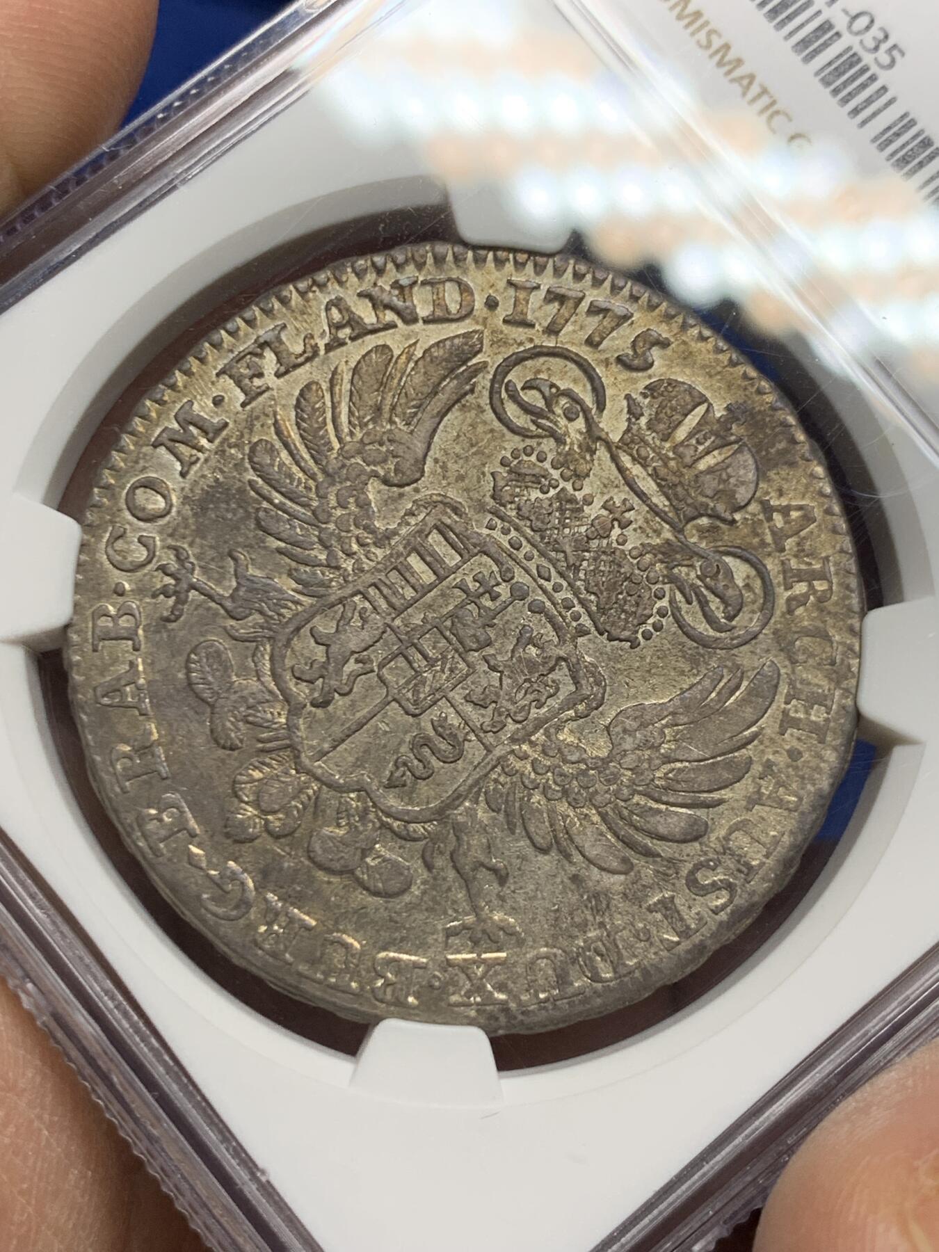 《竞宝斋》第360场 周日，周一  2场连拍 （全场包邮） NGC AU50 奥属尼德兰 1775年 1KT 泰勒型大银币