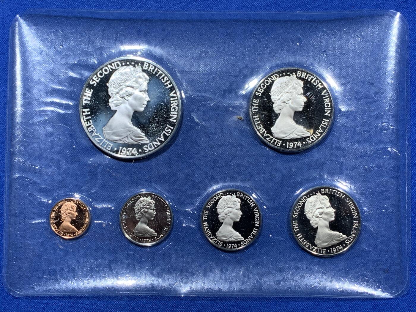 《竞宝斋》第360场 周日，周一  2场连拍 （全场包邮） 英属维京群岛 1974年 鸟类六枚套精制币 其中最大枚的是银币 25.7克925银 盒证全