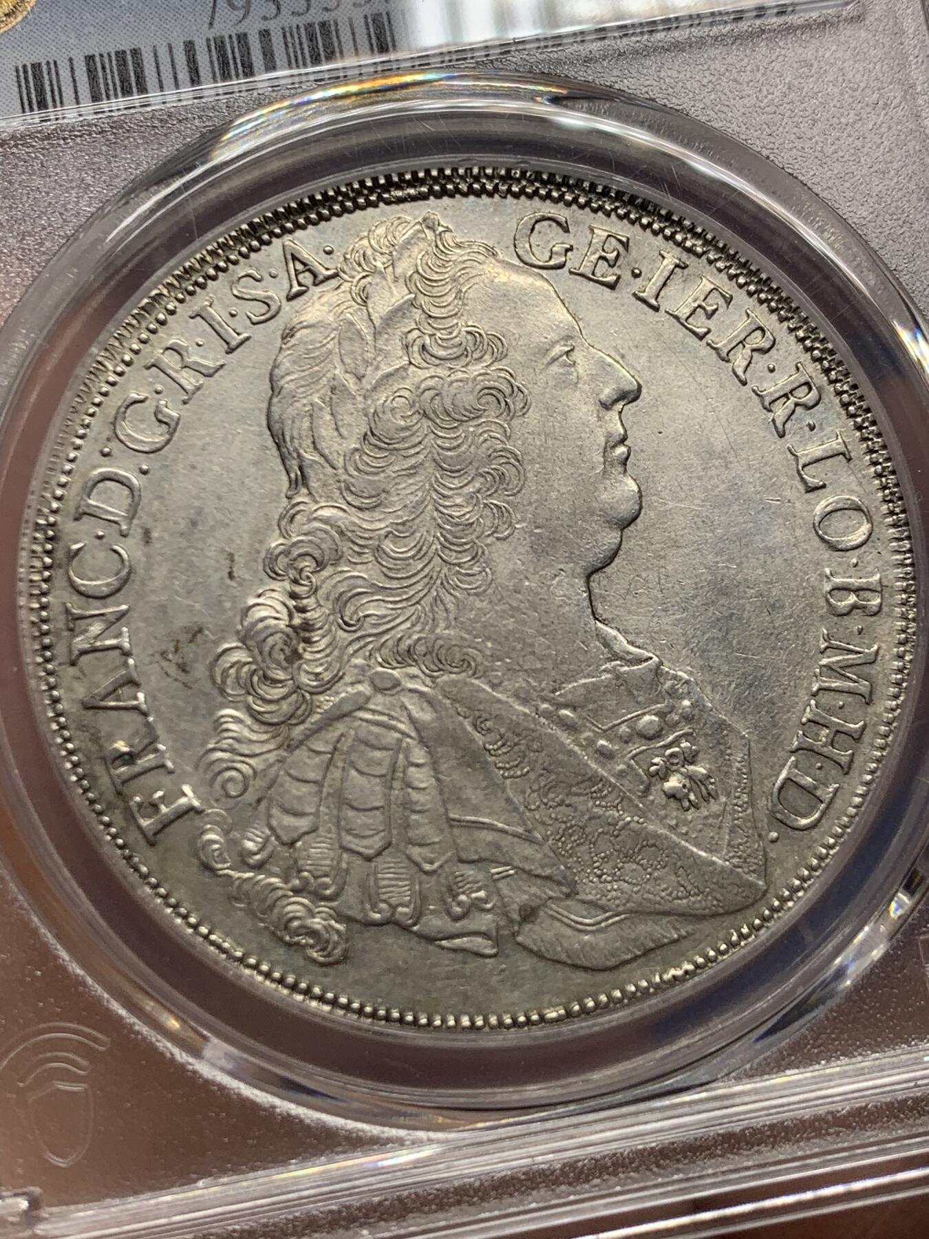 《竞宝斋》第360场 周日，周一  2场连拍 （全场包邮） PCGS AU 奥地利帝国 1763年 弗朗西斯一世 泰勒大银币 高点俱在 感觉低评了