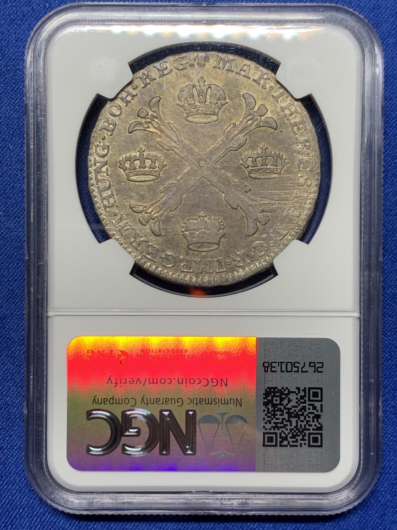 《竞宝斋》第360场 周日，周一  2场连拍 （全场包邮） NGC AU50 奥属尼德兰 1775年 1KT 泰勒型大银币