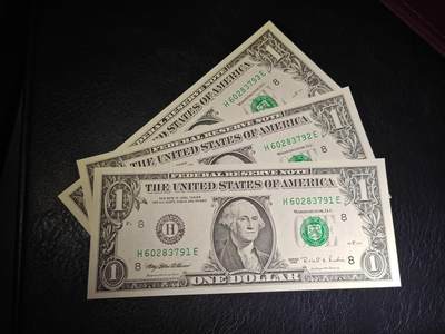 美国纸币 1995年 1美元 H区 无4 全新UNC 单价 - 美国纸币 1995年 1美元 H区 无4 全新UNC 单价