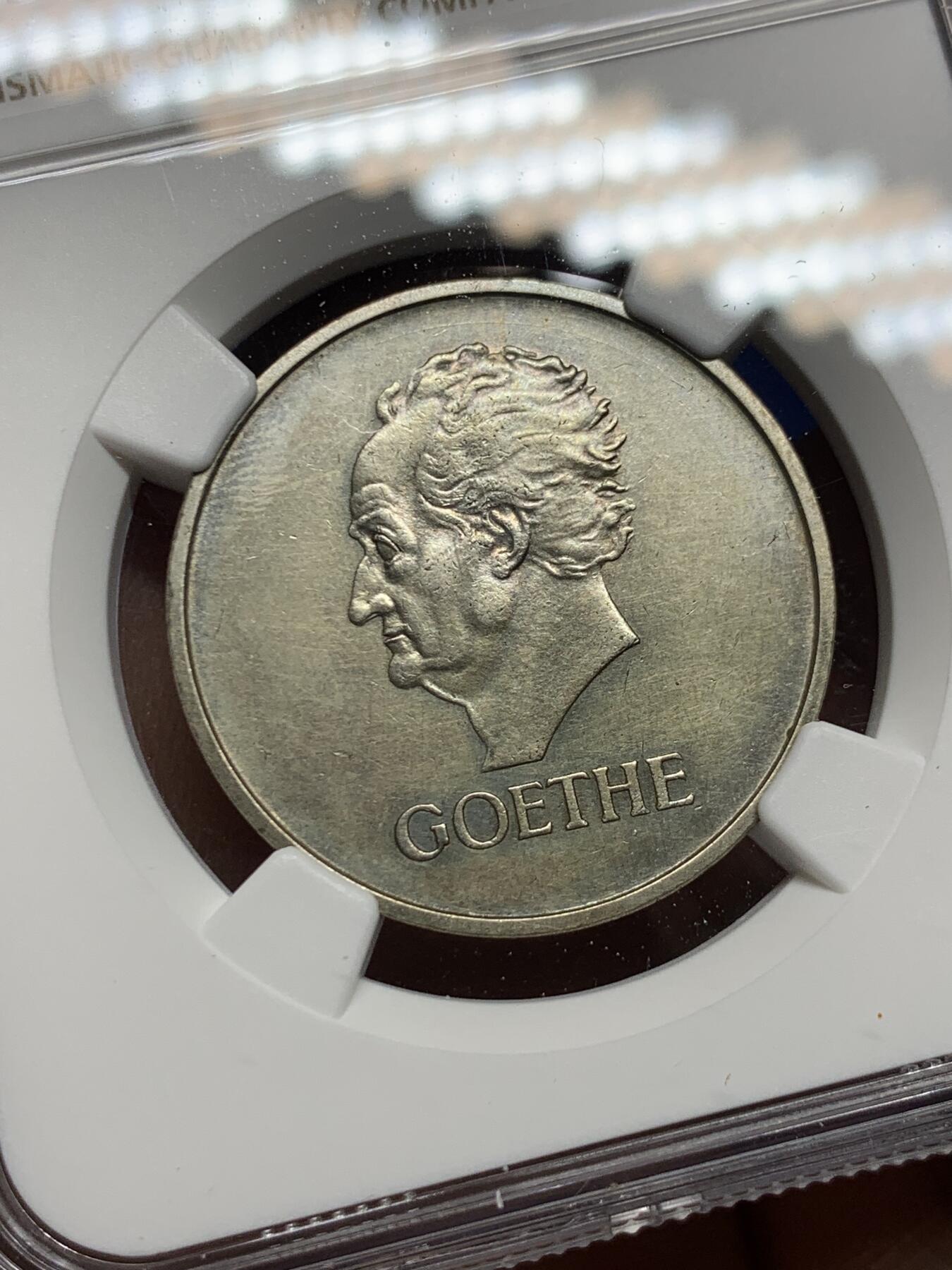 《竞宝斋》第360场 周日，周一  2场连拍 （全场包邮） NGC UNCD 德国魏玛1932F歌德逝世百年3马克银币