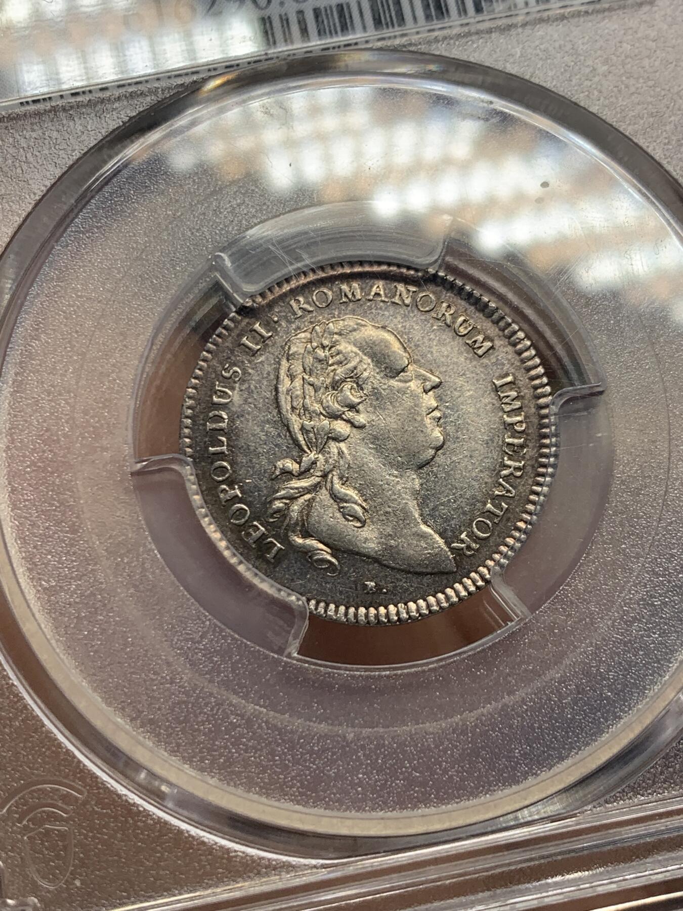 《竞宝斋》第360场 周日，周一  2场连拍 （全场包邮） PCGS SP62 德国法兰克福1790年利奥波德二世加冕1杜卡特银质样币