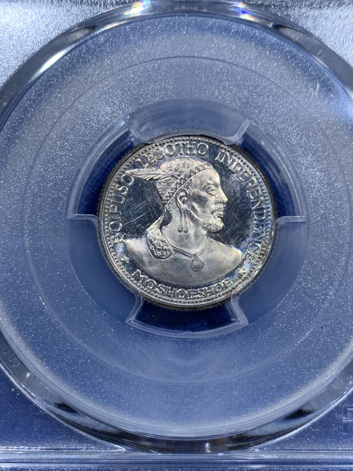 《竞宝斋》第360场 周日，周一  2场连拍 （全场包邮） 四枚一组 PCGS PR63-66CAM 莱索托1966年国家独立5/10/20/50分纪念银币 大小面值一套 900银的精制版！5/10/20分分别是亚军/冠军/亚军分 少见收藏级！精制版发行量仅5000！