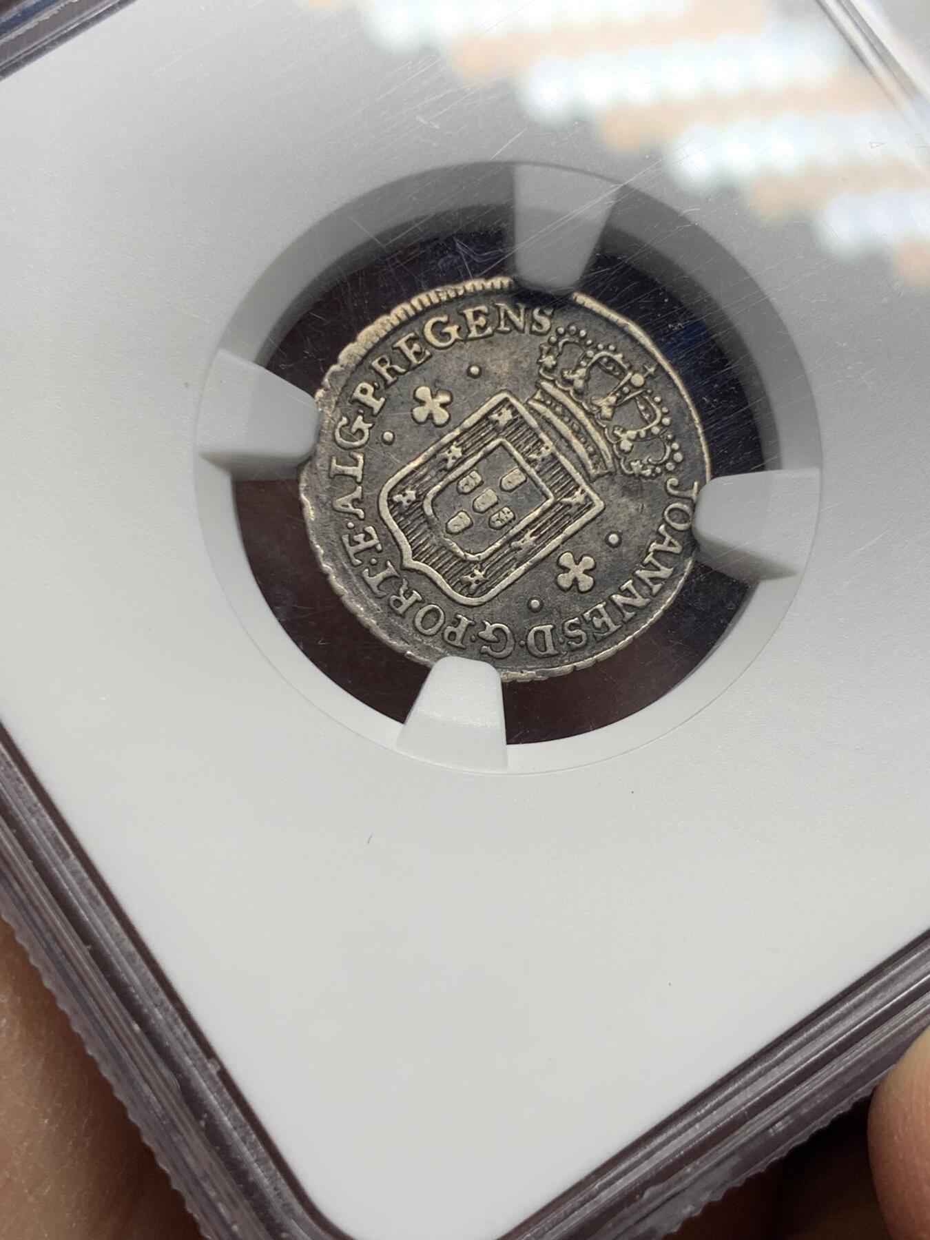 《竞宝斋》第360场 周日，周一  2场连拍 （全场包邮） NGC VF35 葡萄牙1750-1777年40里斯银币 非常少见，亚军分，国王是若泽一世在世的时候，这种辅币能找到这么好品，并且打制这么清楚的，实属少见。