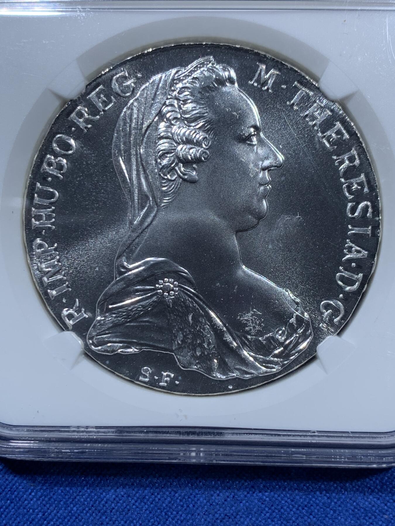 《竞宝斋》第360场 周日，周一  2场连拍 （全场包邮） NGC MS66 奥匈帝国1780年奥地利女王大奶妈1泰勒 官方后铸版银币