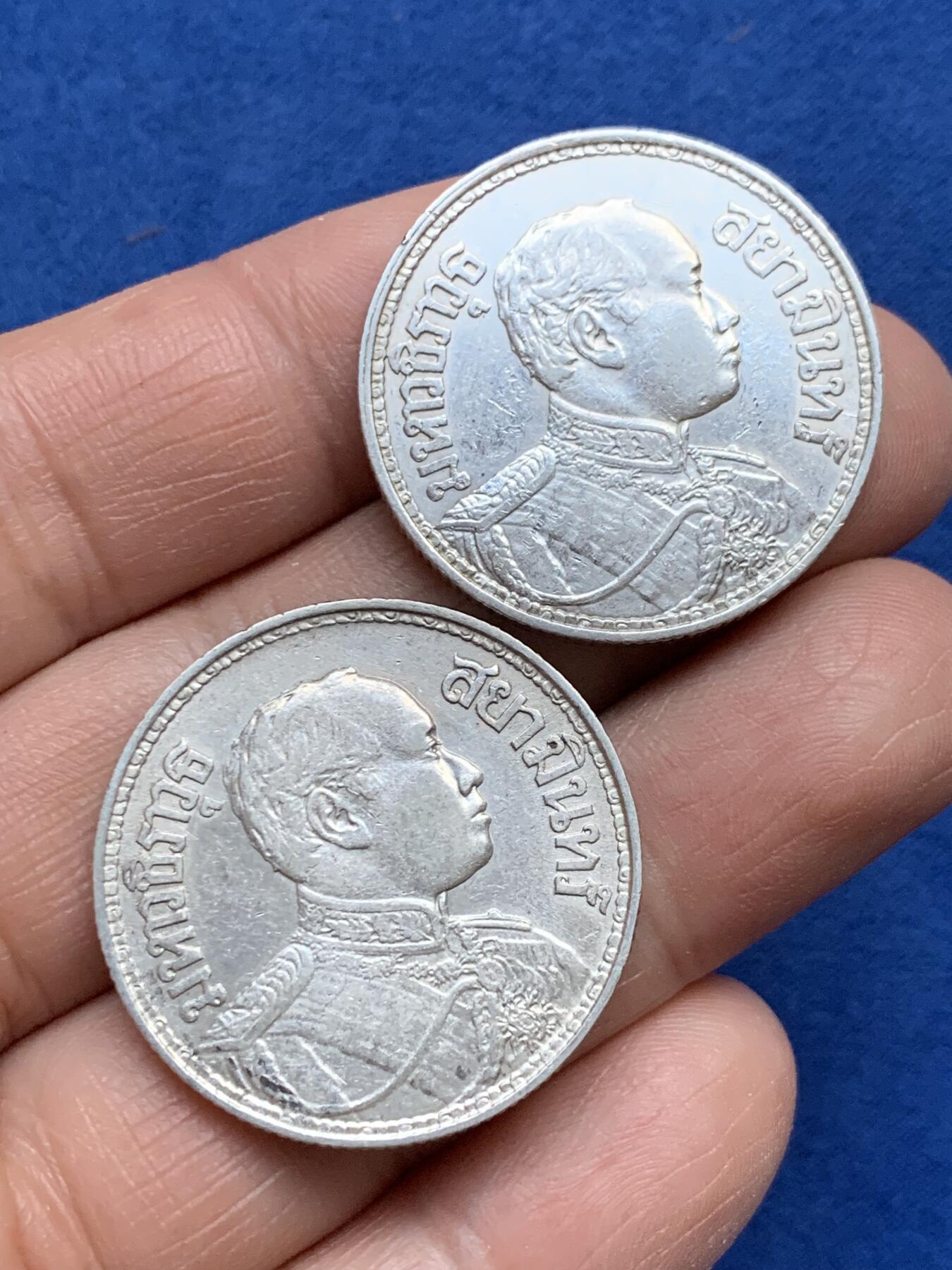 《竞宝斋》第360场 周日，周一  2场连拍 （全场包邮） 两枚一组 泰国1915年（BE2458）+ 1916年（BE2459）拉玛六世大象1泰铢银币