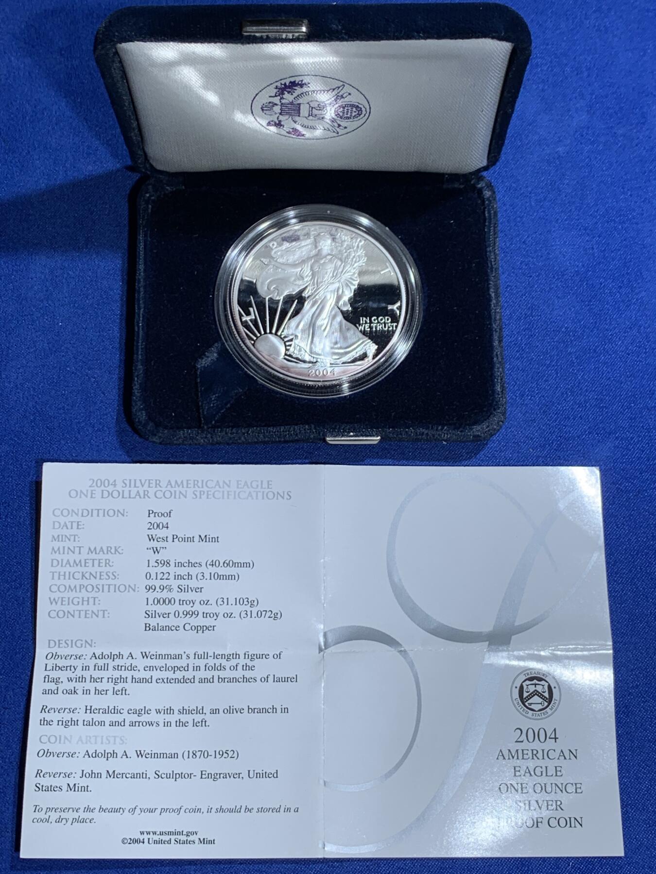 《竞宝斋》第360场 周日，周一  2场连拍 （全场包邮） 美国2004年行走女神1美元精制银币，盒证全，玫瑰色月牙彩。