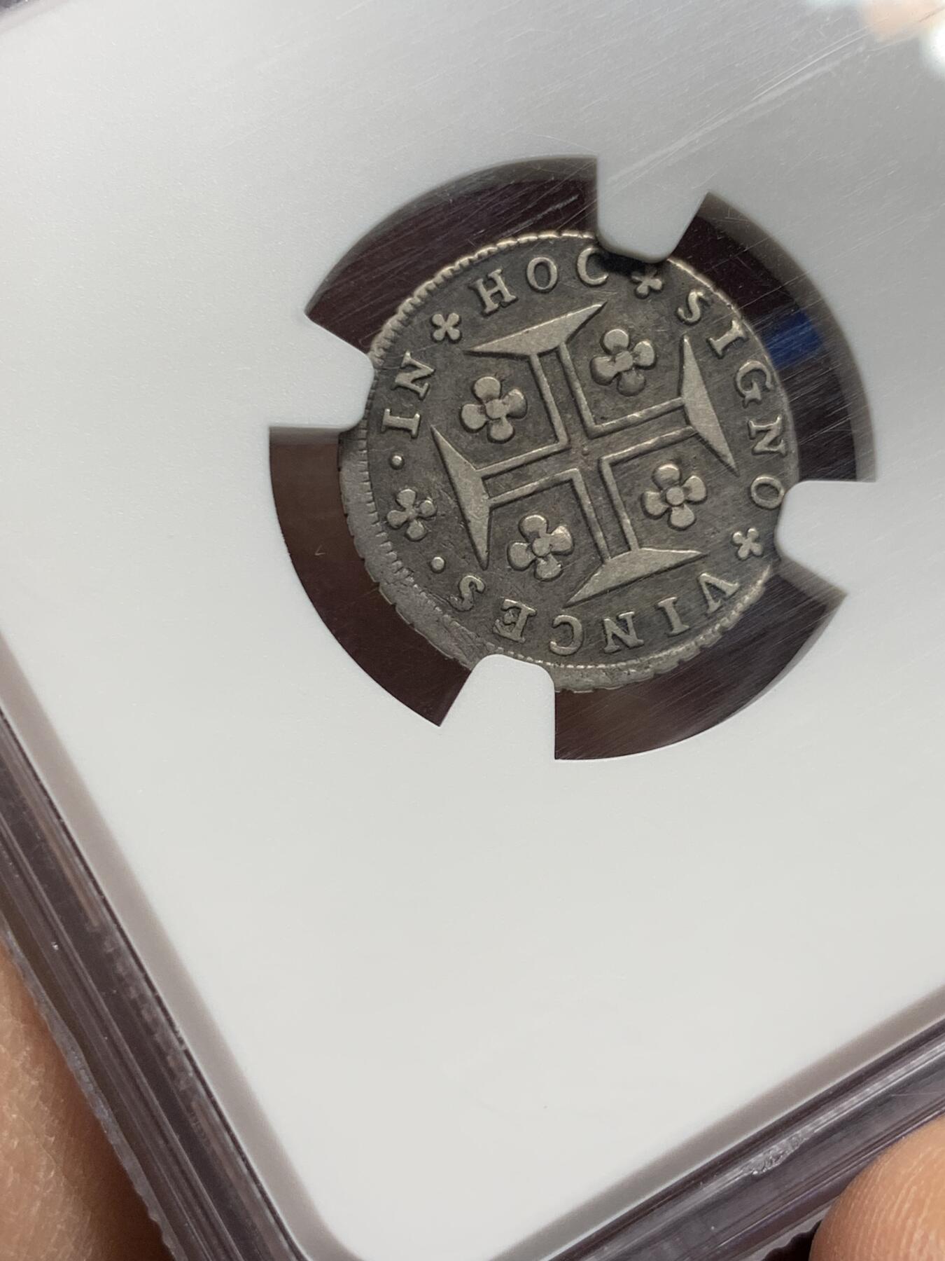 《竞宝斋》第360场 周日，周一  2场连拍 （全场包邮） NGC VF35 葡萄牙1750-1777年40里斯银币 非常少见，亚军分，国王是若泽一世在世的时候，这种辅币能找到这么好品，并且打制这么清楚的，实属少见。