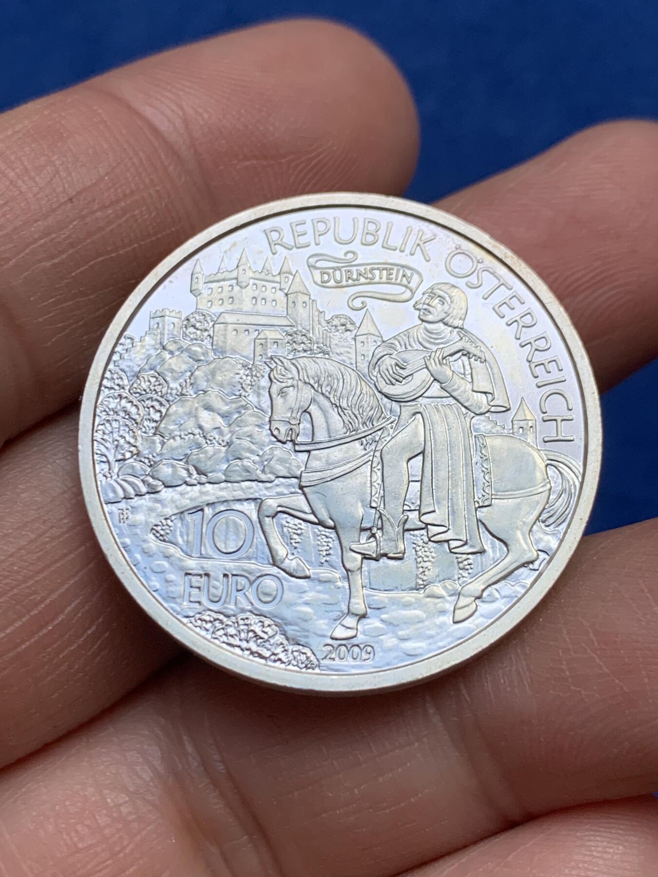 《竞宝斋》第360场 周日，周一  2场连拍 （全场包邮） 奥地利2009年狮心王理查德10欧元银币 17.3克 925银