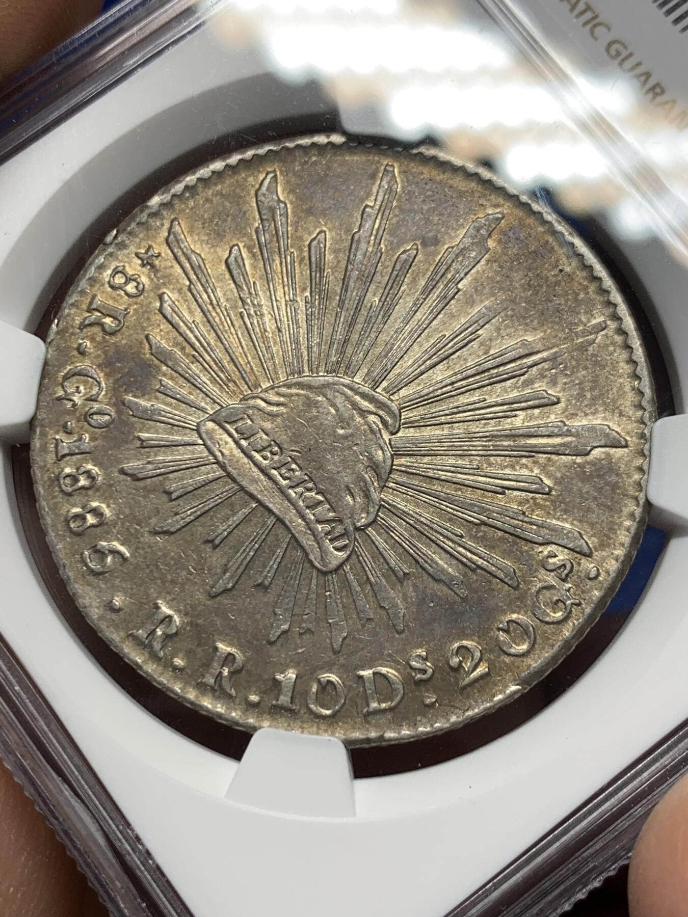 《竞宝斋》第361场 周日，周一  2场连拍 （全场包邮） NGC AU58 墨西哥1885年GO版鹰洋8R银币