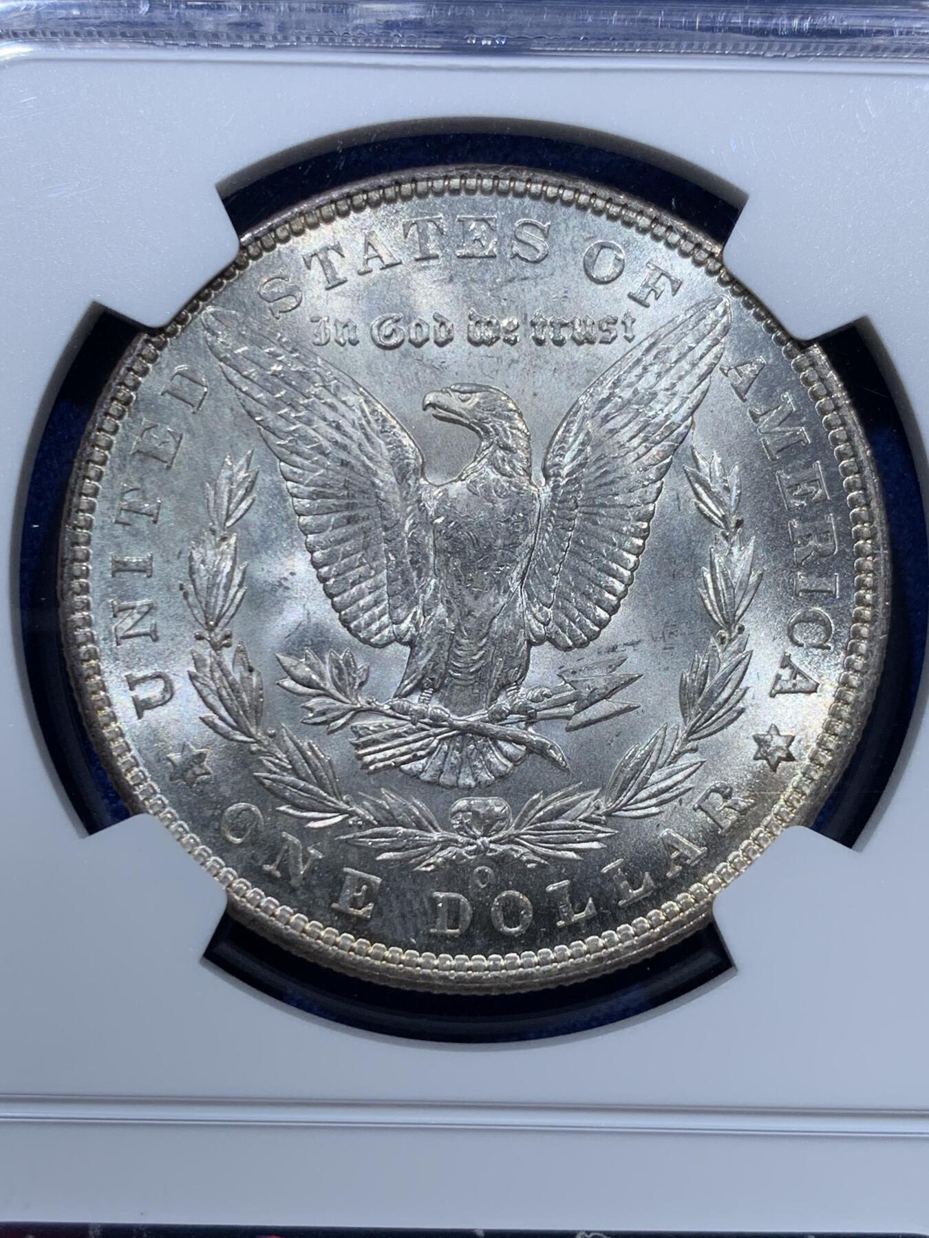 《竞宝斋》第361场 周日，周一  2场连拍 （全场包邮） NGC MS63 美国1902年O版摩根大银币，原光漂亮，转光强