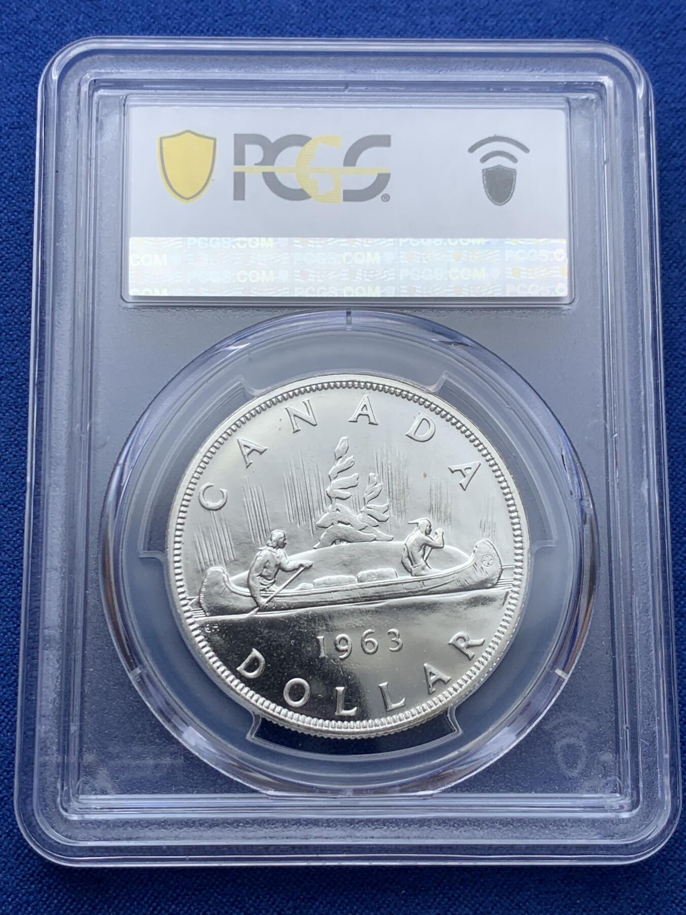 《竞宝斋》第361场 周日，周一  2场连拍 （全场包邮） PCGS PL65 加拿大1963年一元银币