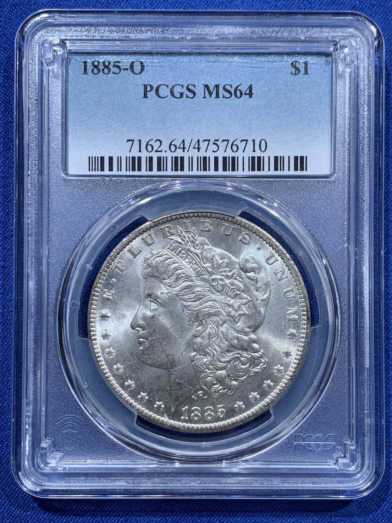 《竞宝斋》第361场 周日，周一  2场连拍 （全场包邮） PCGS MS64 美国1885年O版摩根一元银币 底板丝滑 年份也不错