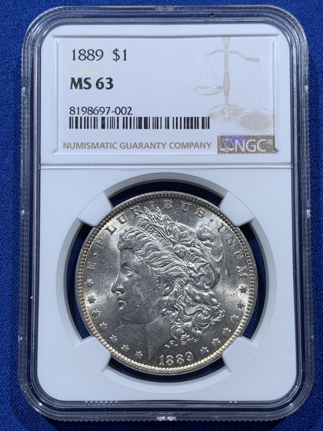 《竞宝斋》第361场 周日，周一  2场连拍 （全场包邮） NGC MS63 美国1889年摩根1美元银币