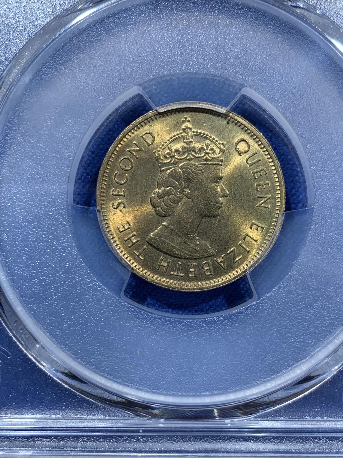 《竞宝斋》第361场 周日，周一  2场连拍 （全场包邮） PCGS MS63 香港1980年一毫 特年 两面转光 品相很不错 63分性价比也不错 适合凑品种的