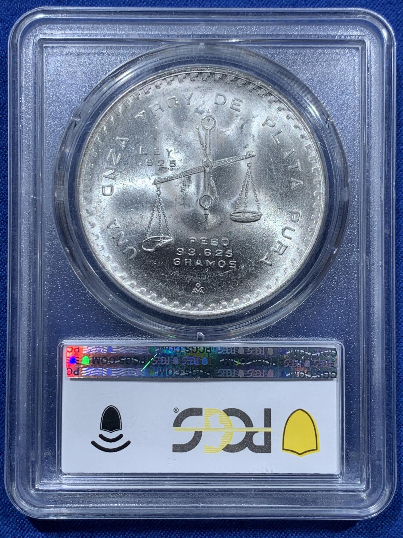 《竞宝斋》第361场 周日，周一  2场连拍 （全场包邮） PCGS MS63 墨西哥1980年天平铸币机一盎司大银币